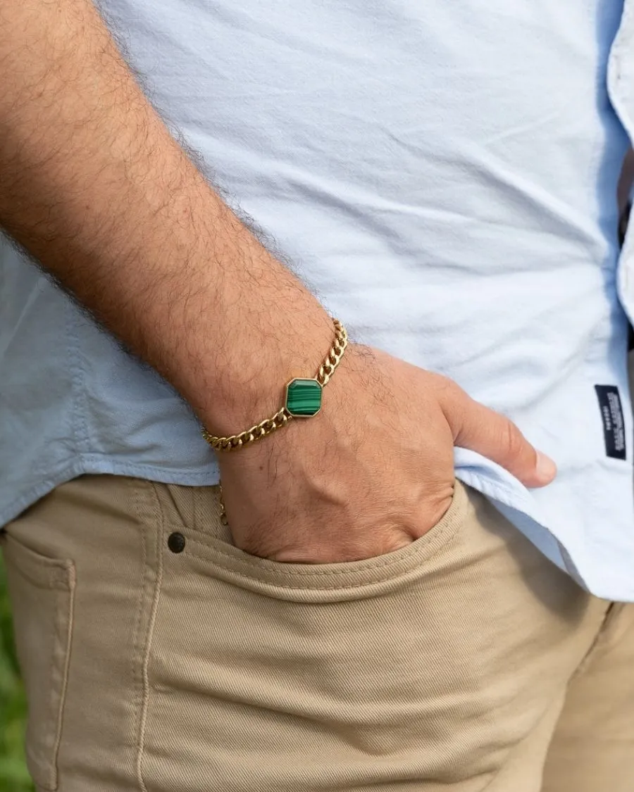 Armband - Malachite - Gold - Für Ihn