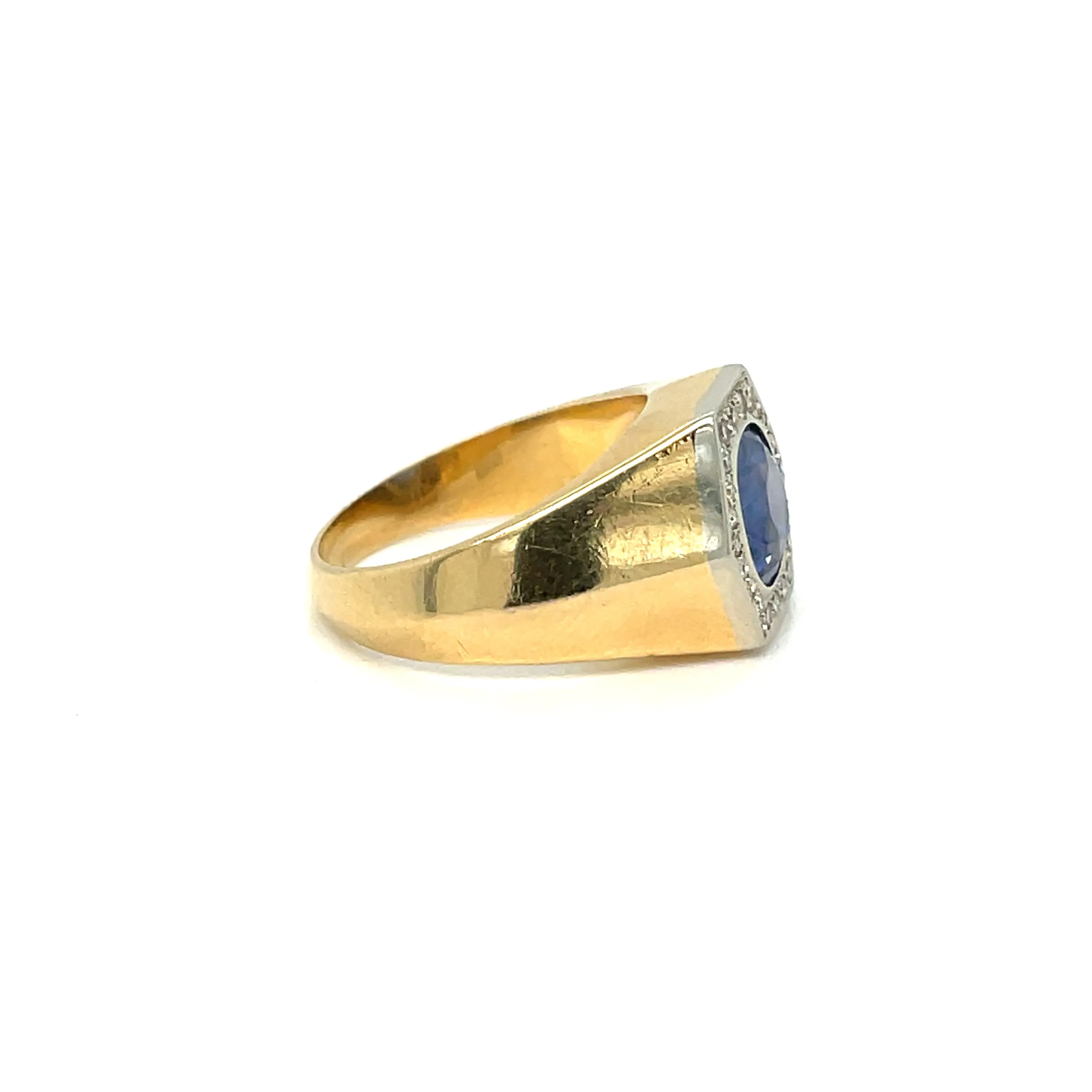 Art Deco Certified Unheated 2.50 Carat Sapphire Diamond Platinum Gold Ring