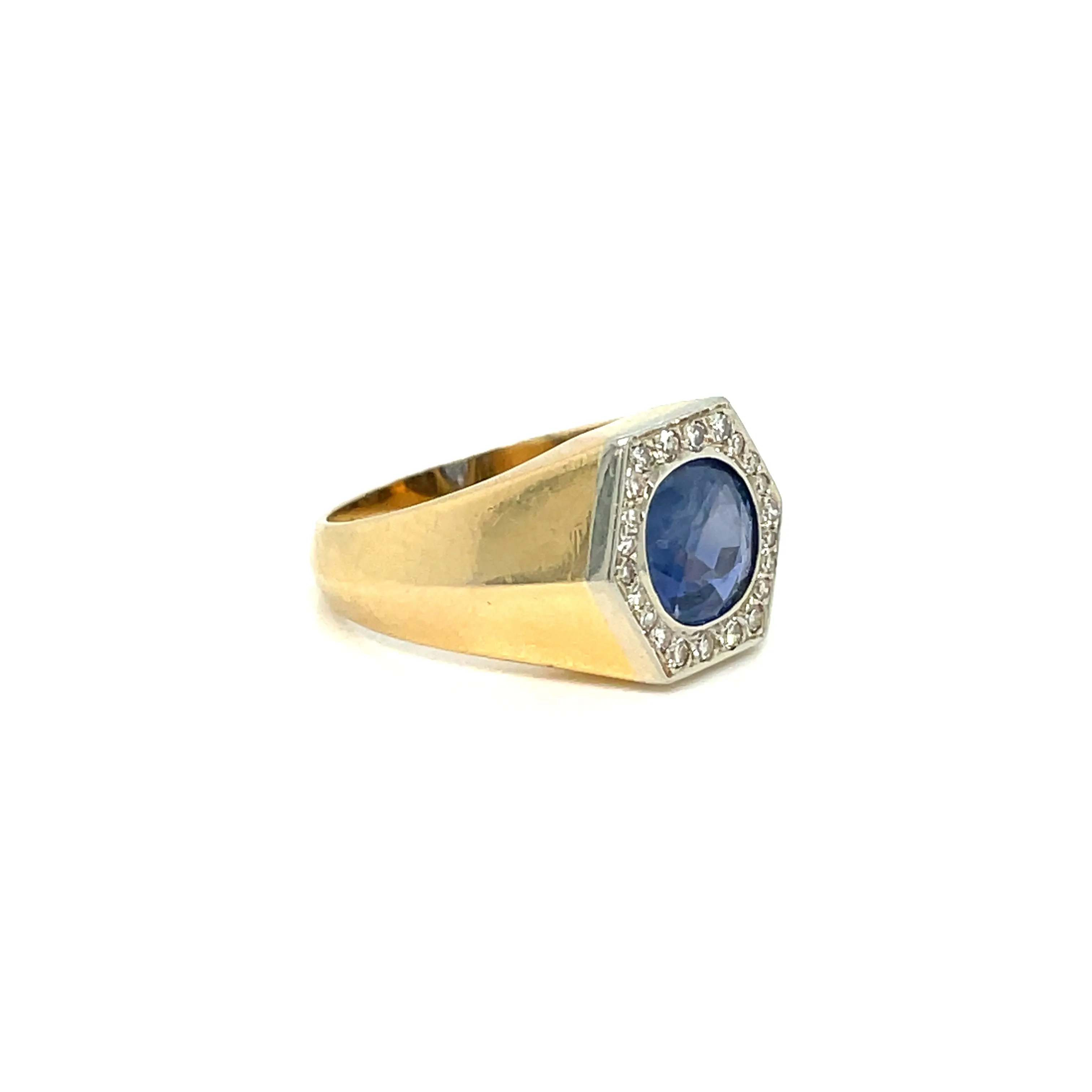 Art Deco Certified Unheated 2.50 Carat Sapphire Diamond Platinum Gold Ring