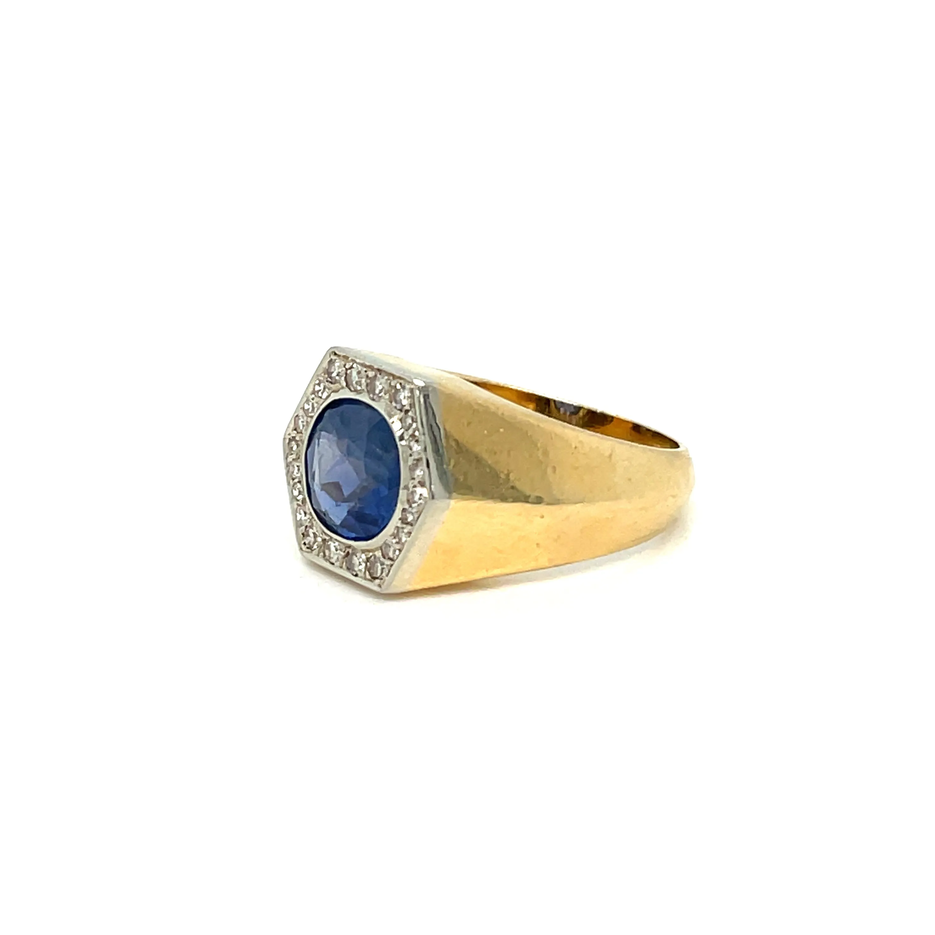 Art Deco Certified Unheated 2.50 Carat Sapphire Diamond Platinum Gold Ring