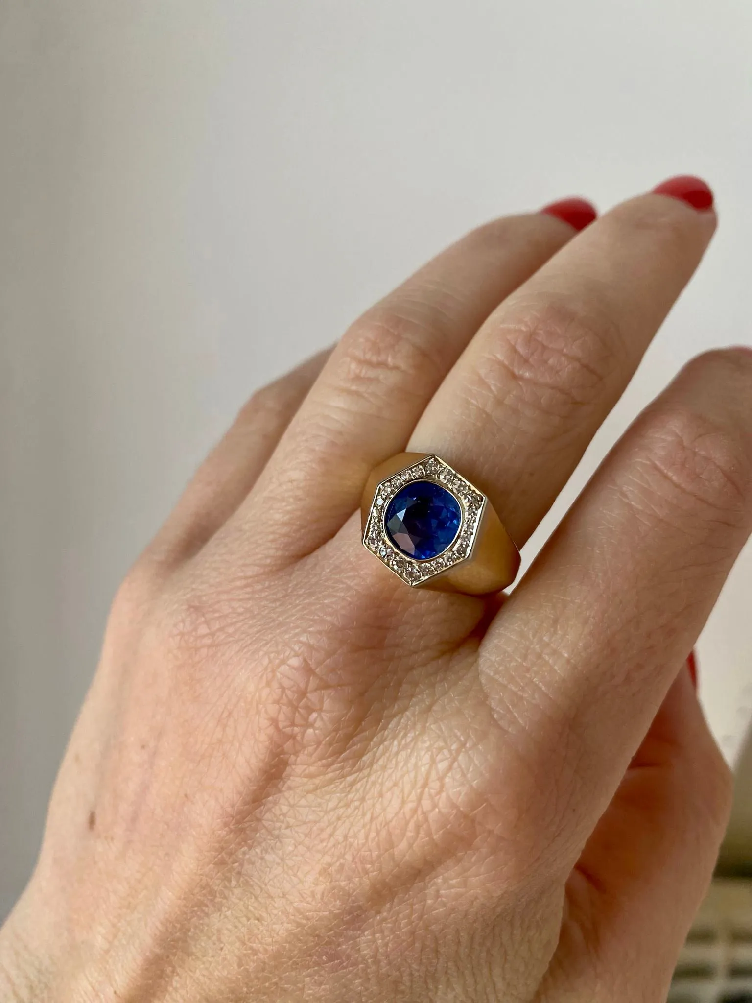 Art Deco Certified Unheated 2.50 Carat Sapphire Diamond Platinum Gold Ring