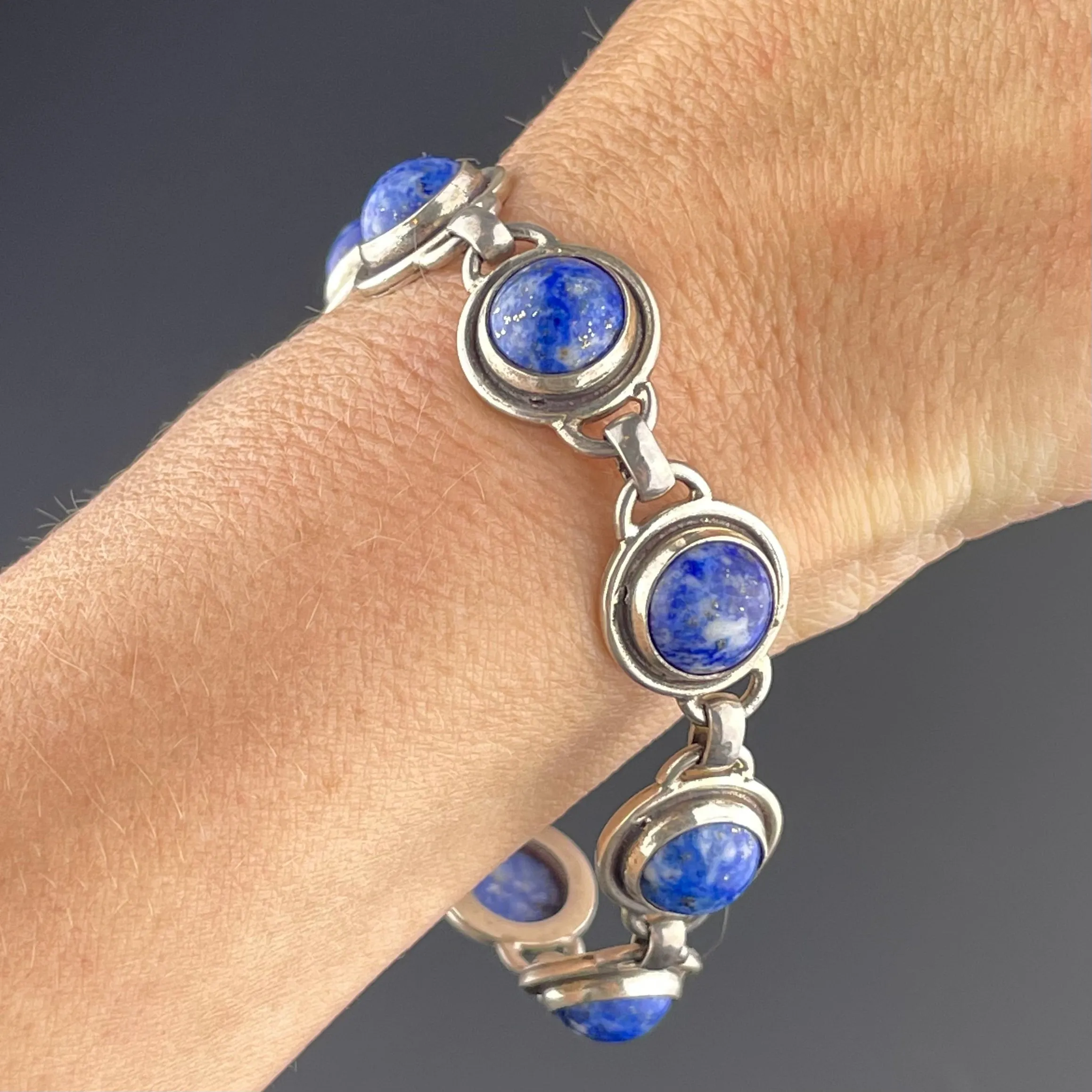 Arts and Crafts Style Silver Sodalite Bracelet