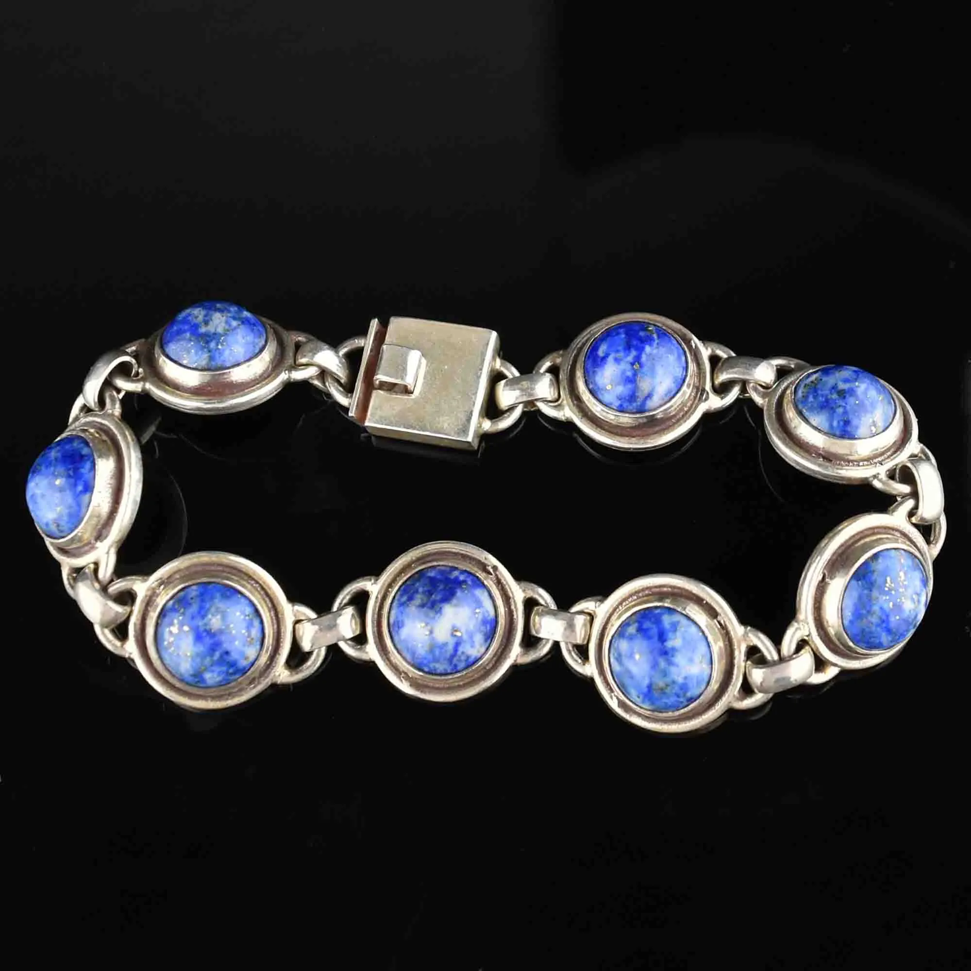 Arts and Crafts Style Silver Sodalite Bracelet