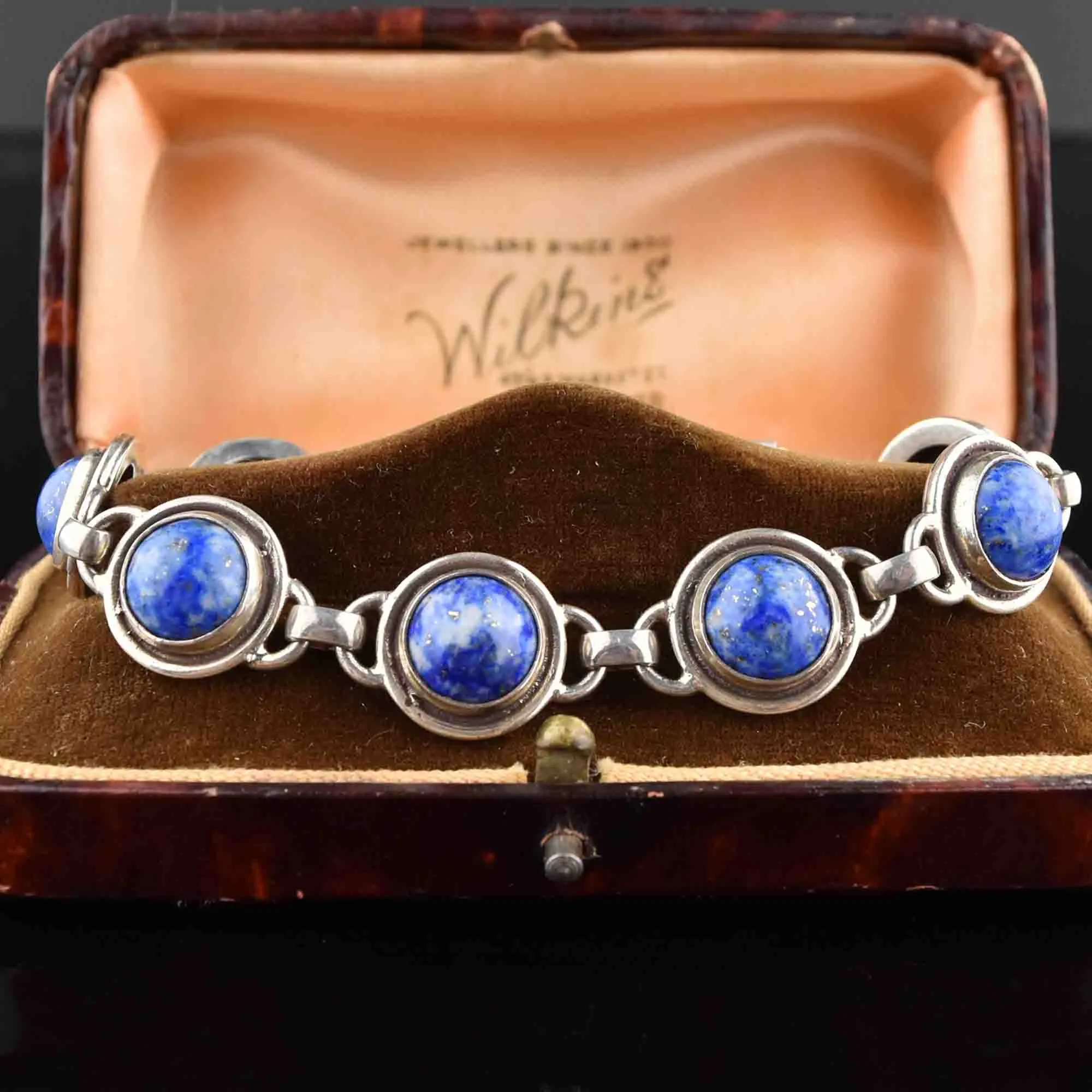 Arts and Crafts Style Silver Sodalite Bracelet