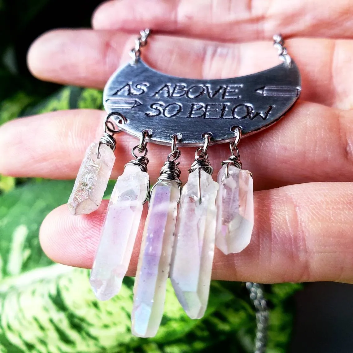 As above So below Quartz crystal necklace