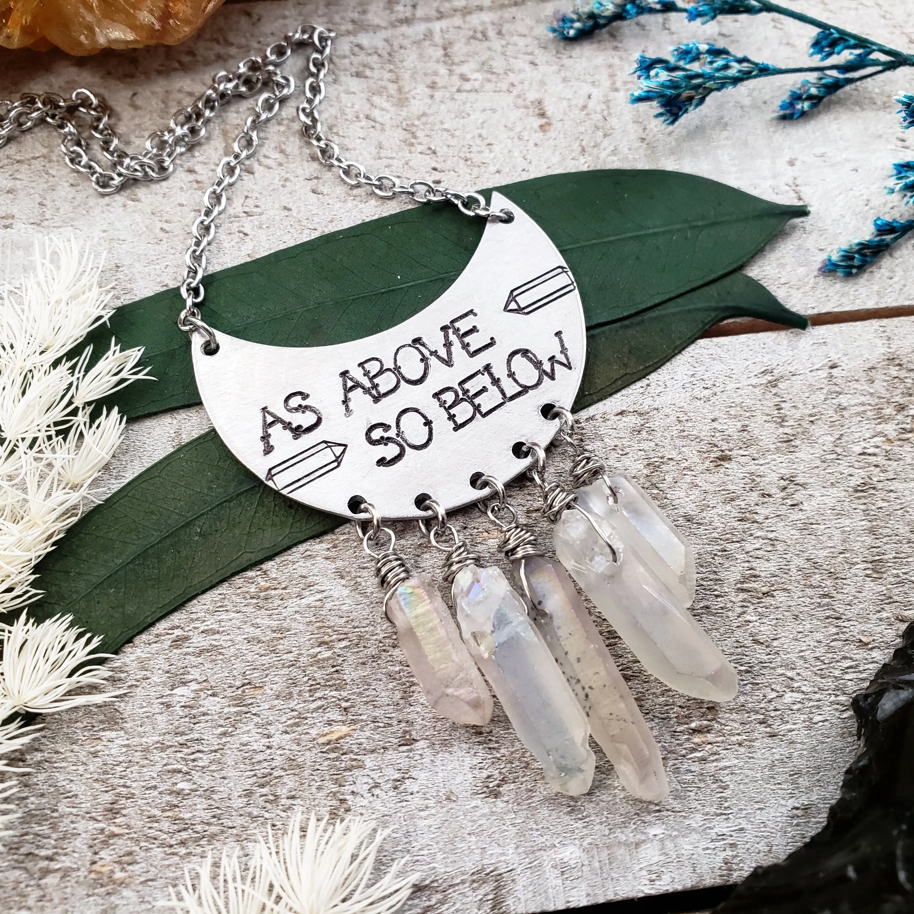 As above So below Quartz crystal necklace