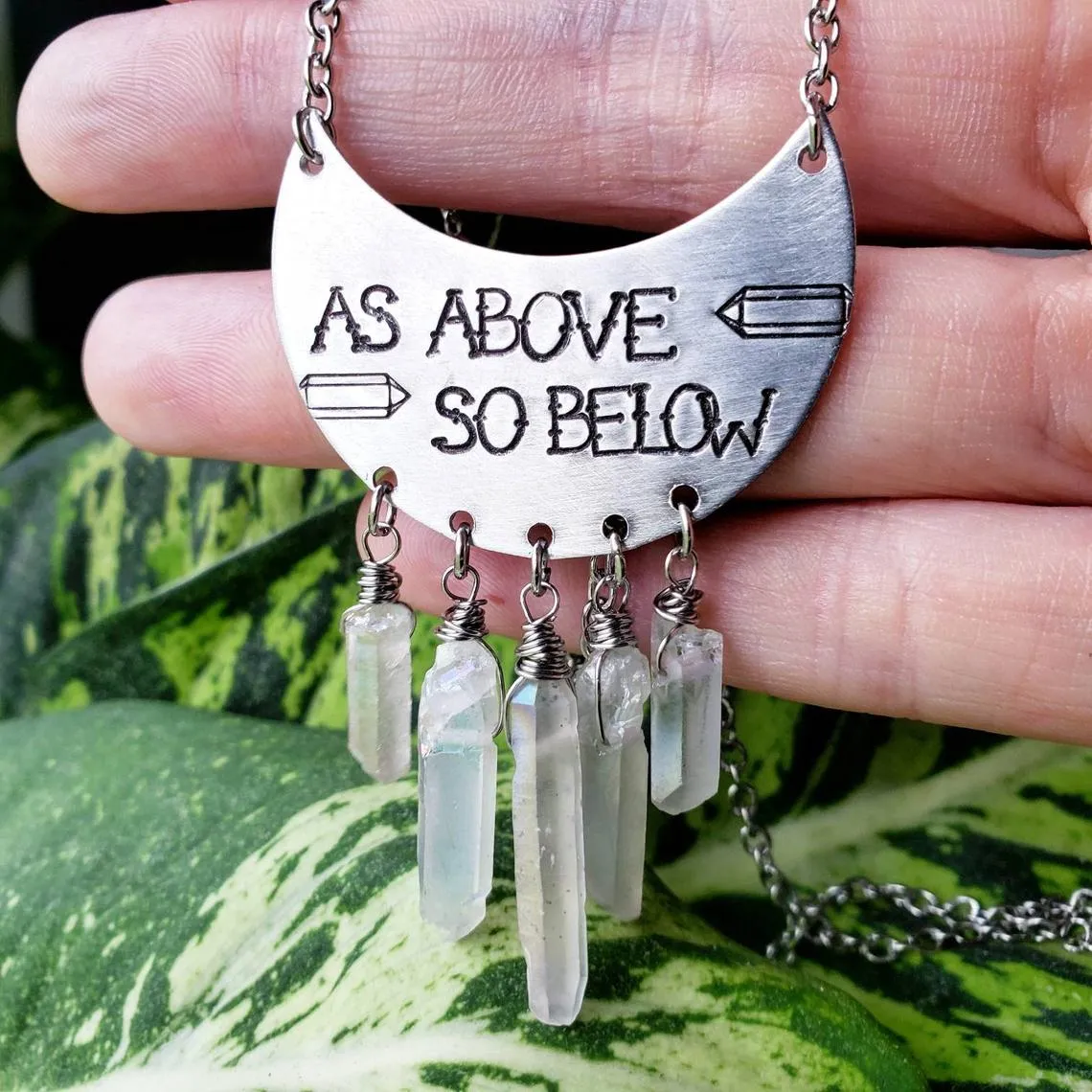 As above So below Quartz crystal necklace
