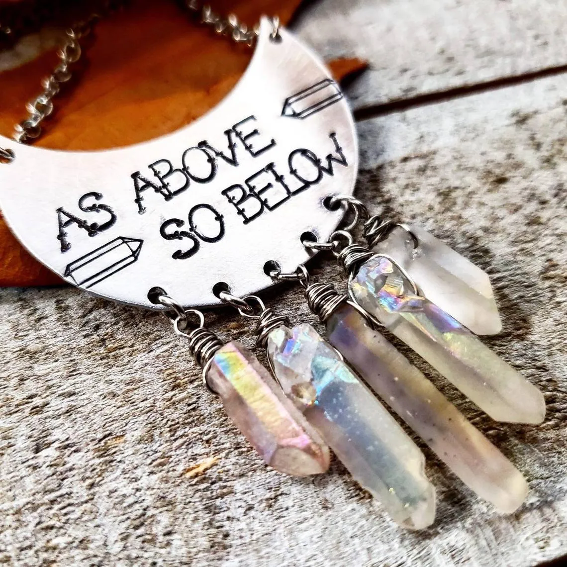 As above So below Quartz crystal necklace