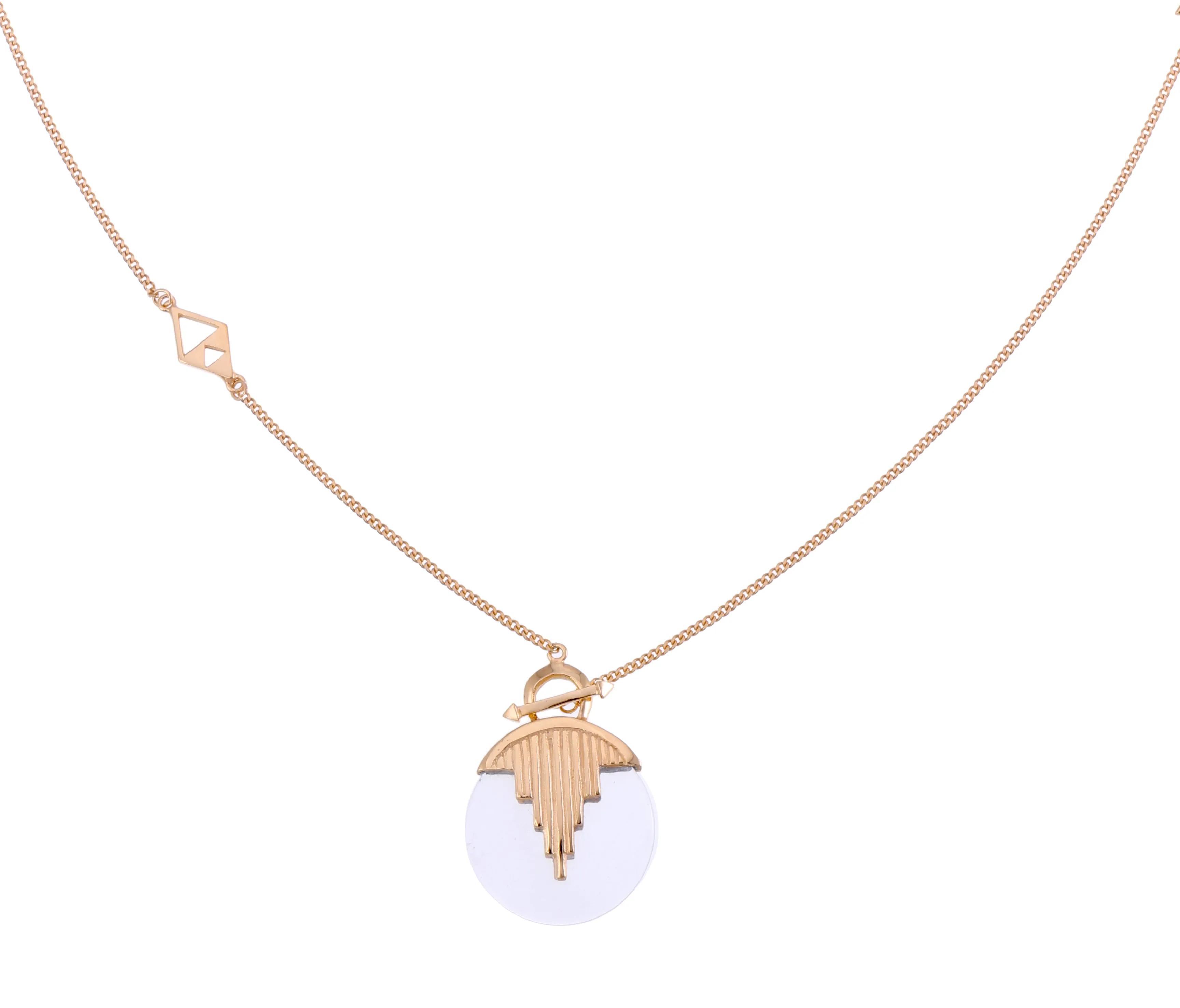 AURORA PENDULUM NECKLACE - QUARTZ - MEDIUM - GOLD