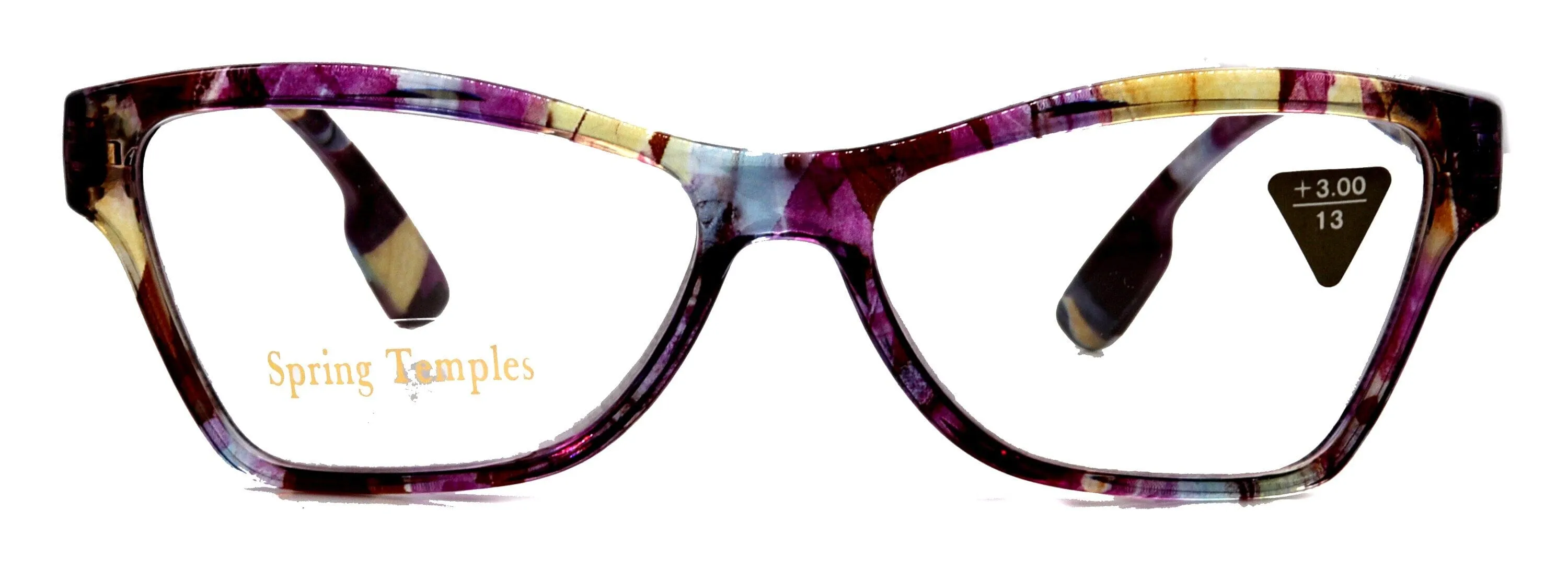Avian,  (Premium) Reading Glasses, High End Reader  1.25 to  3 Magnifying Eyeglass, Cat Eye (Purple n Blue) Feather Pattern. NY Fifth Avenue