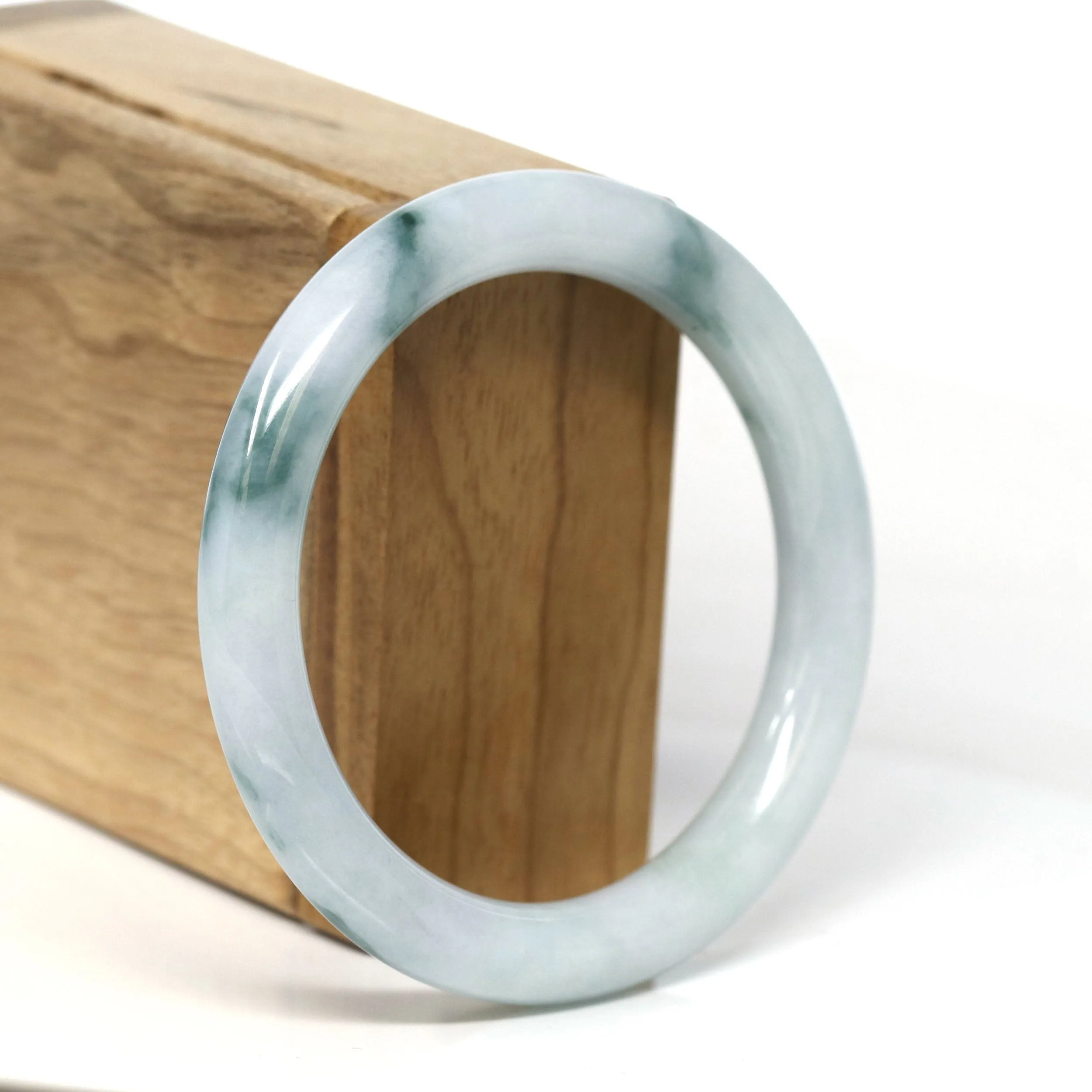 Baikalla "Full Round" Petite Blue-Green Jadeite Jade Bangle Bracelet (56.00 mm) #T377