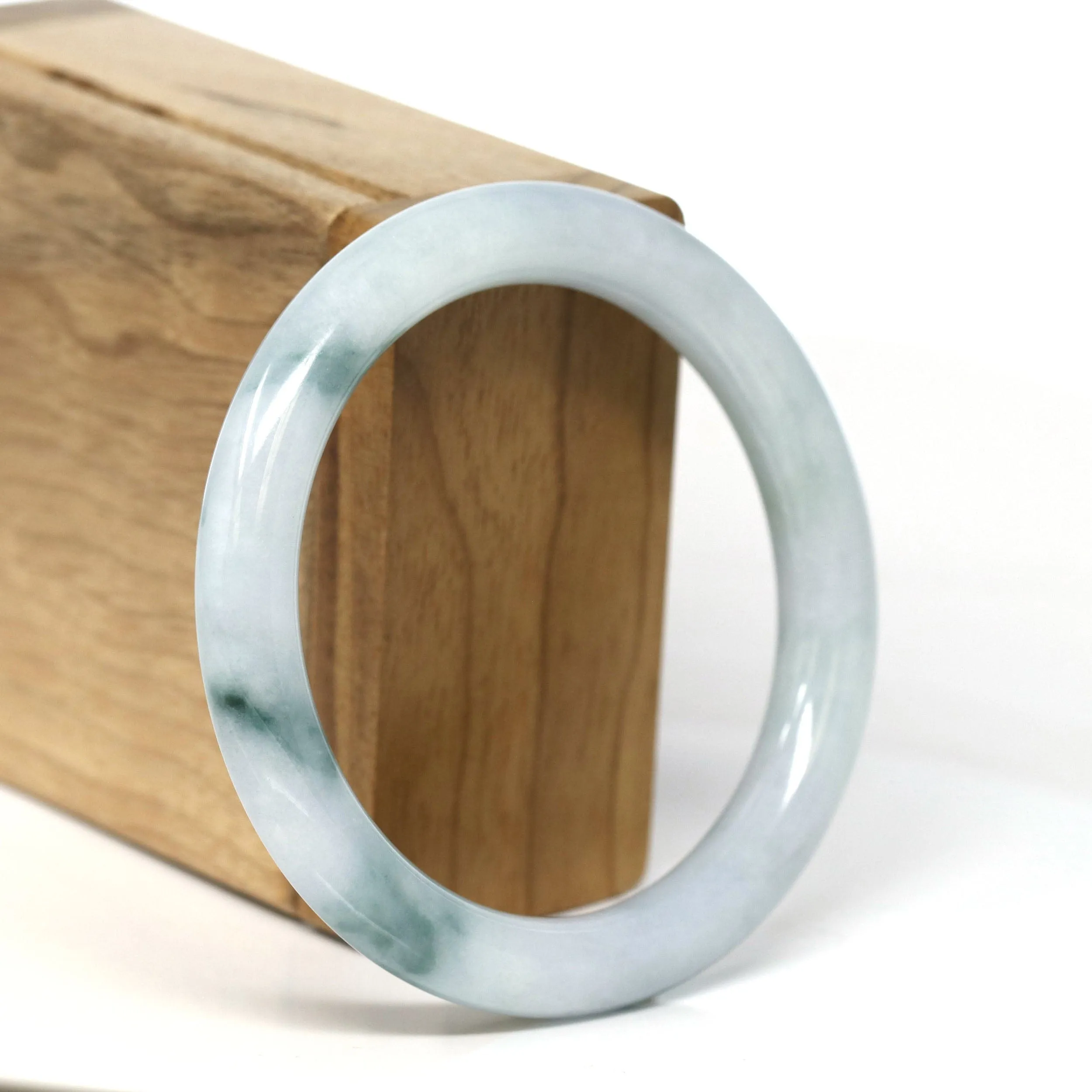 Baikalla "Full Round" Petite Blue-Green Jadeite Jade Bangle Bracelet (56.00 mm) #T377