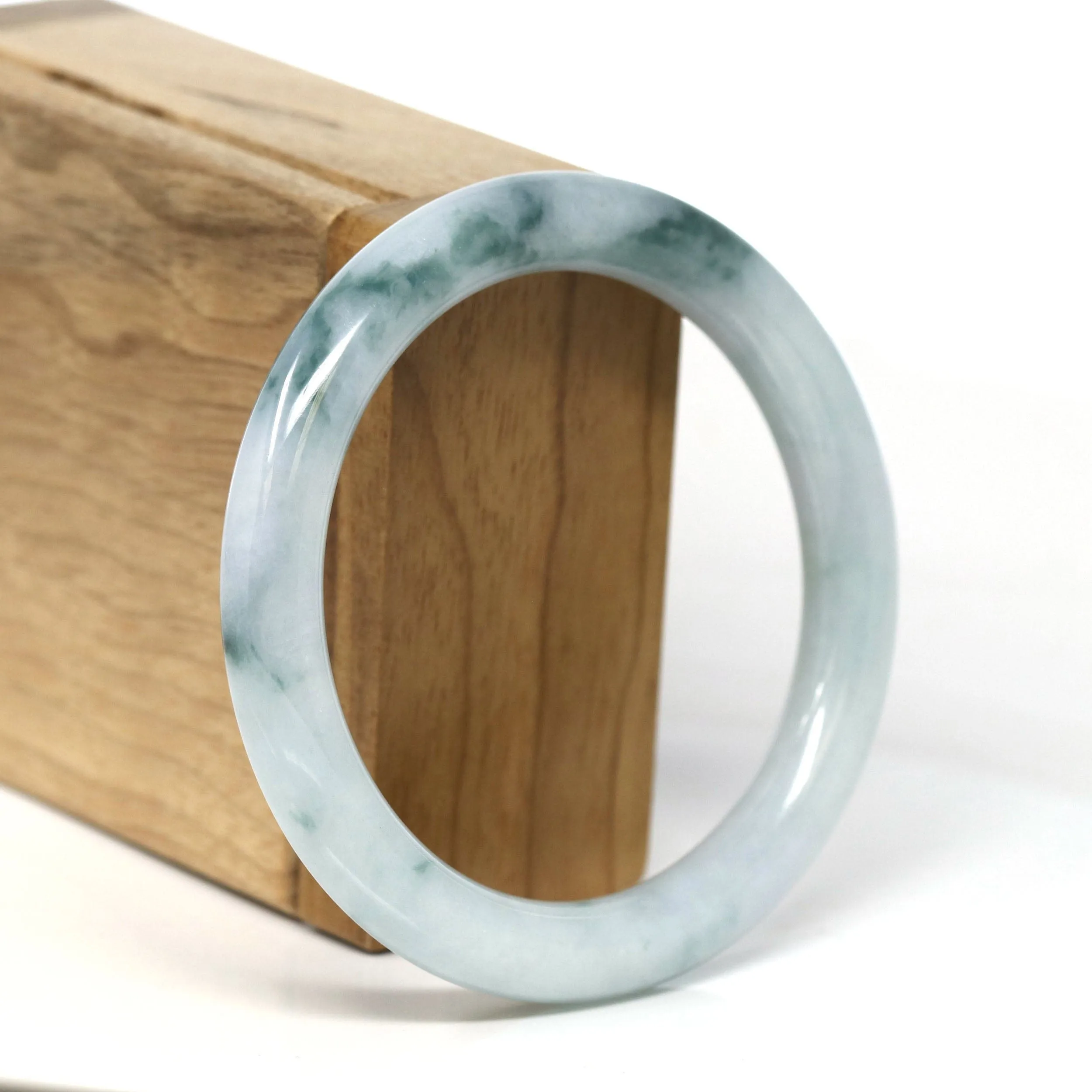 Baikalla "Full Round" Petite Blue-Green Jadeite Jade Bangle Bracelet (56.00 mm) #T377