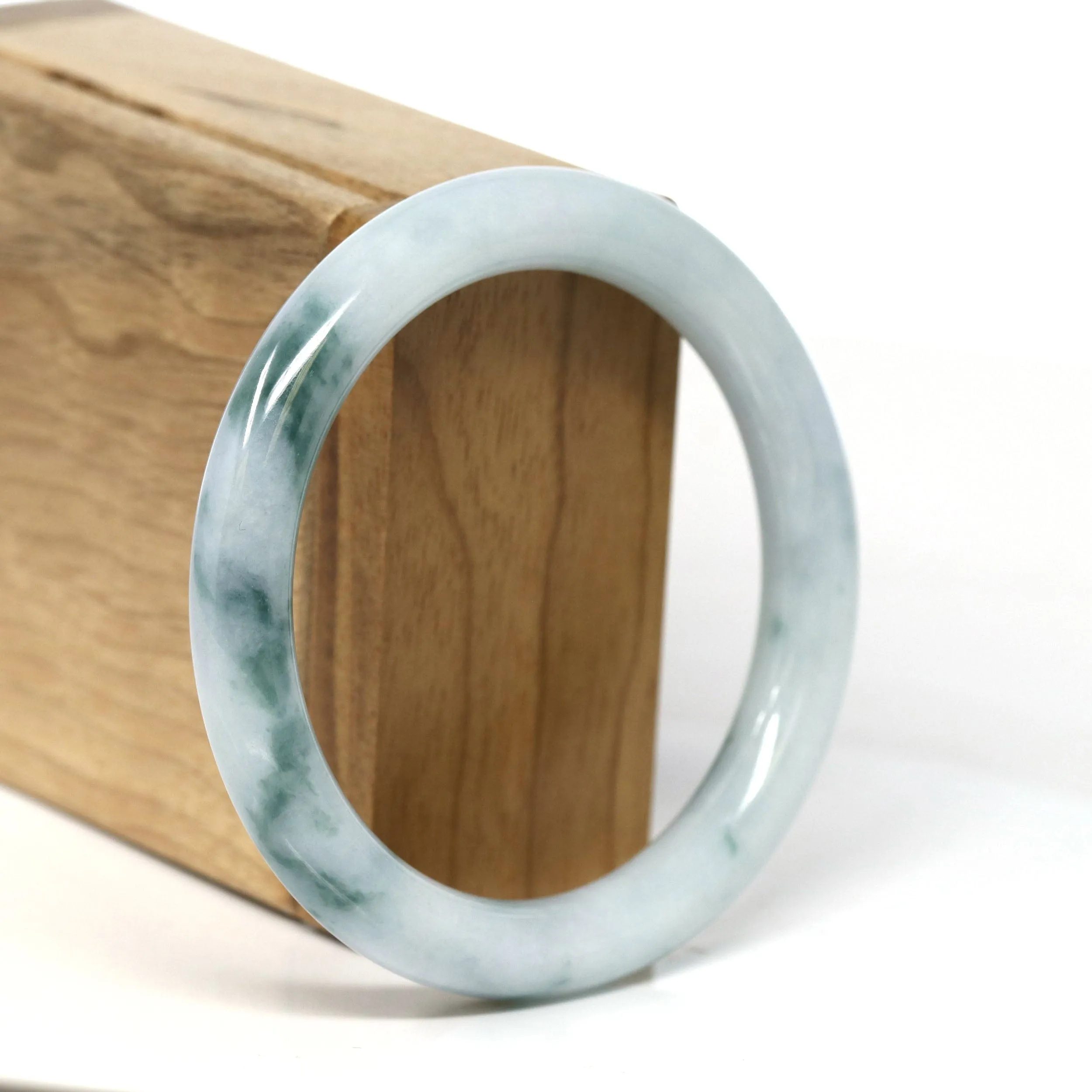 Baikalla "Full Round" Petite Blue-Green Jadeite Jade Bangle Bracelet (56.00 mm) #T377