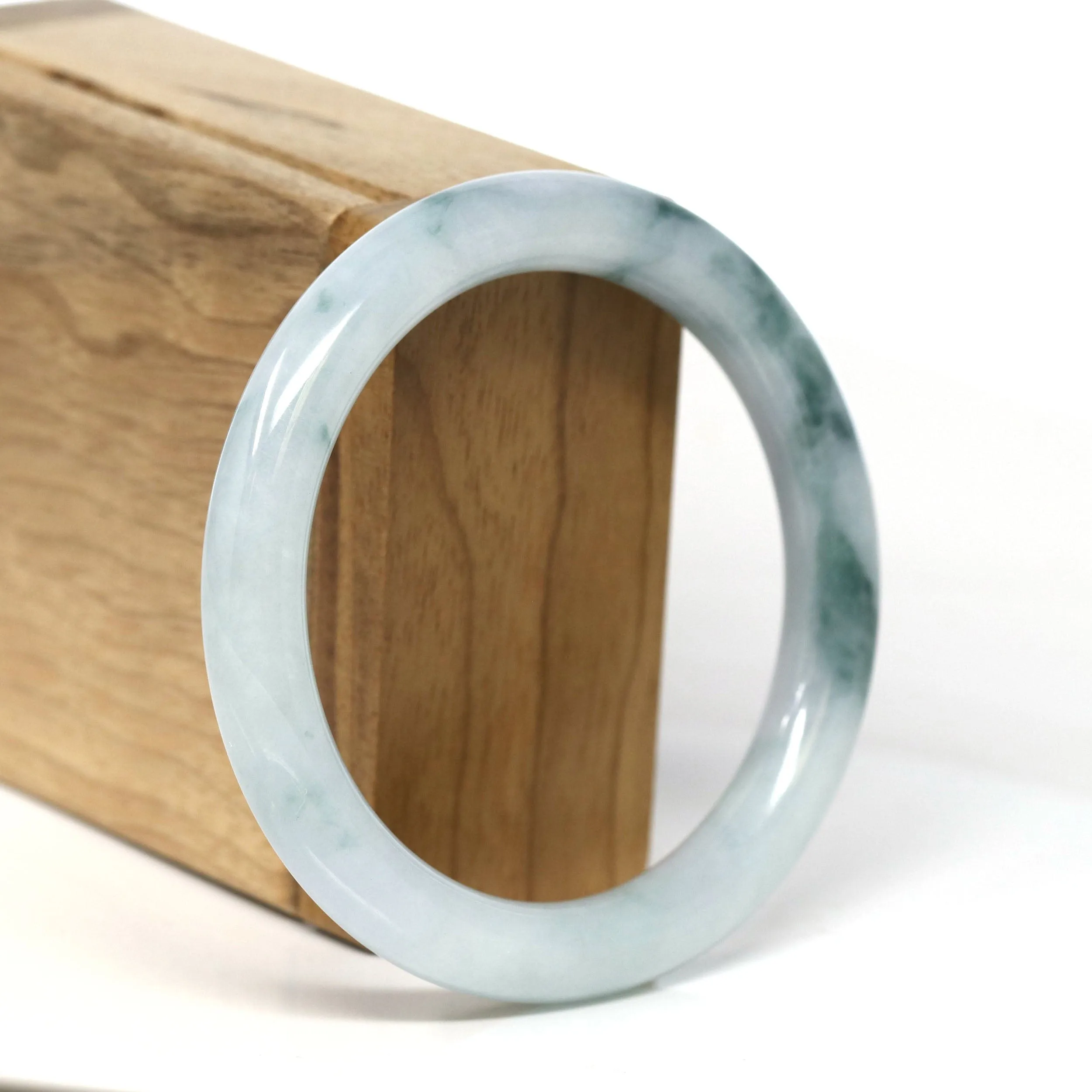 Baikalla "Full Round" Petite Blue-Green Jadeite Jade Bangle Bracelet (56.00 mm) #T377