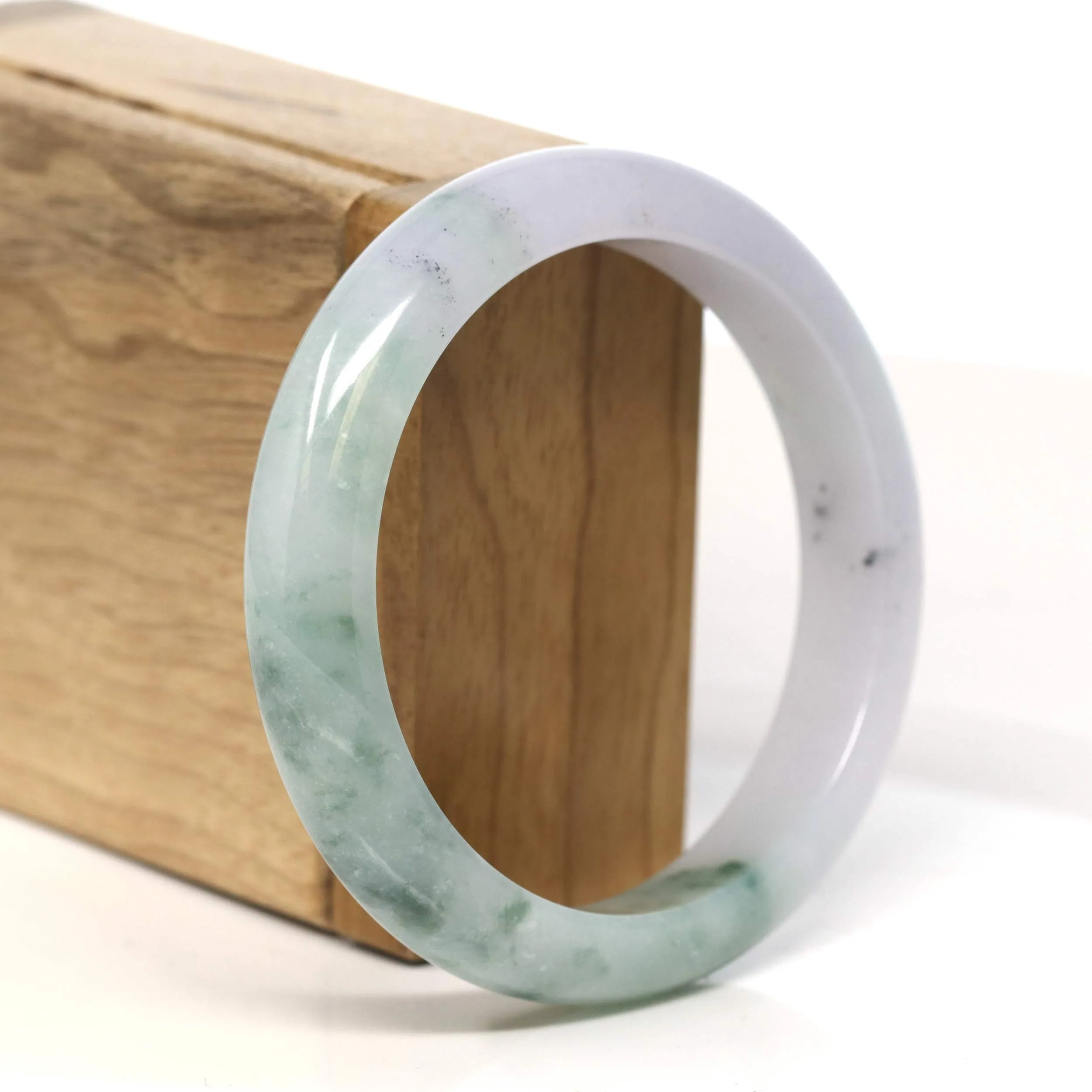 Baikalla "Half Round" Lavender Green Jadeite Jade Bangle Bracelet (57.9 mm) #T414