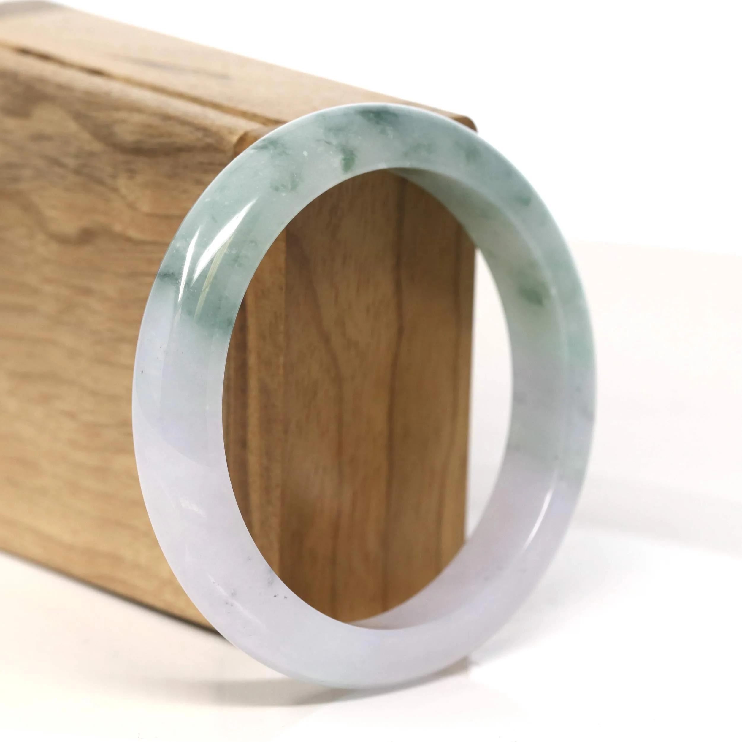 Baikalla "Half Round" Lavender Green Jadeite Jade Bangle Bracelet (57.9 mm) #T414