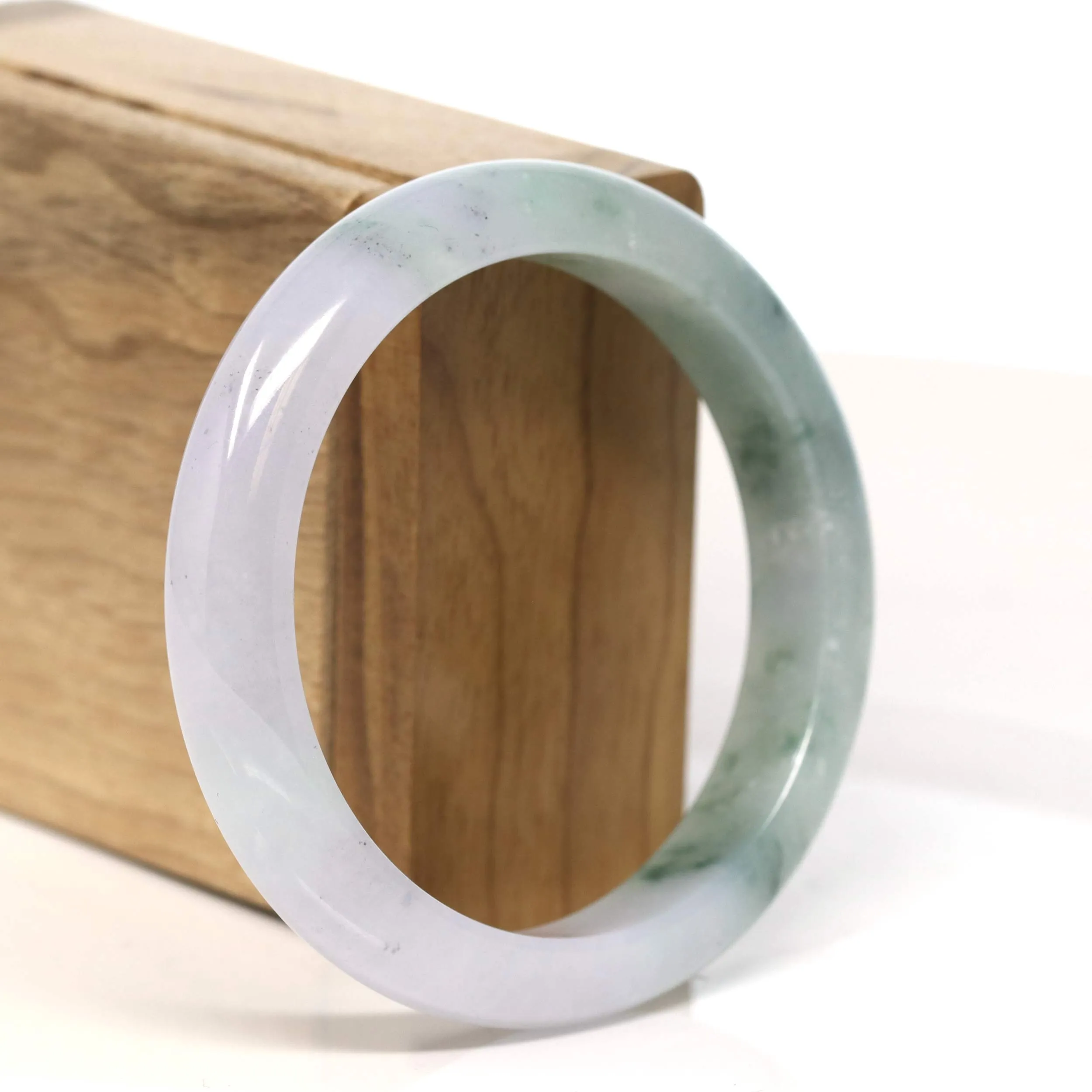 Baikalla "Half Round" Lavender Green Jadeite Jade Bangle Bracelet (57.9 mm) #T414