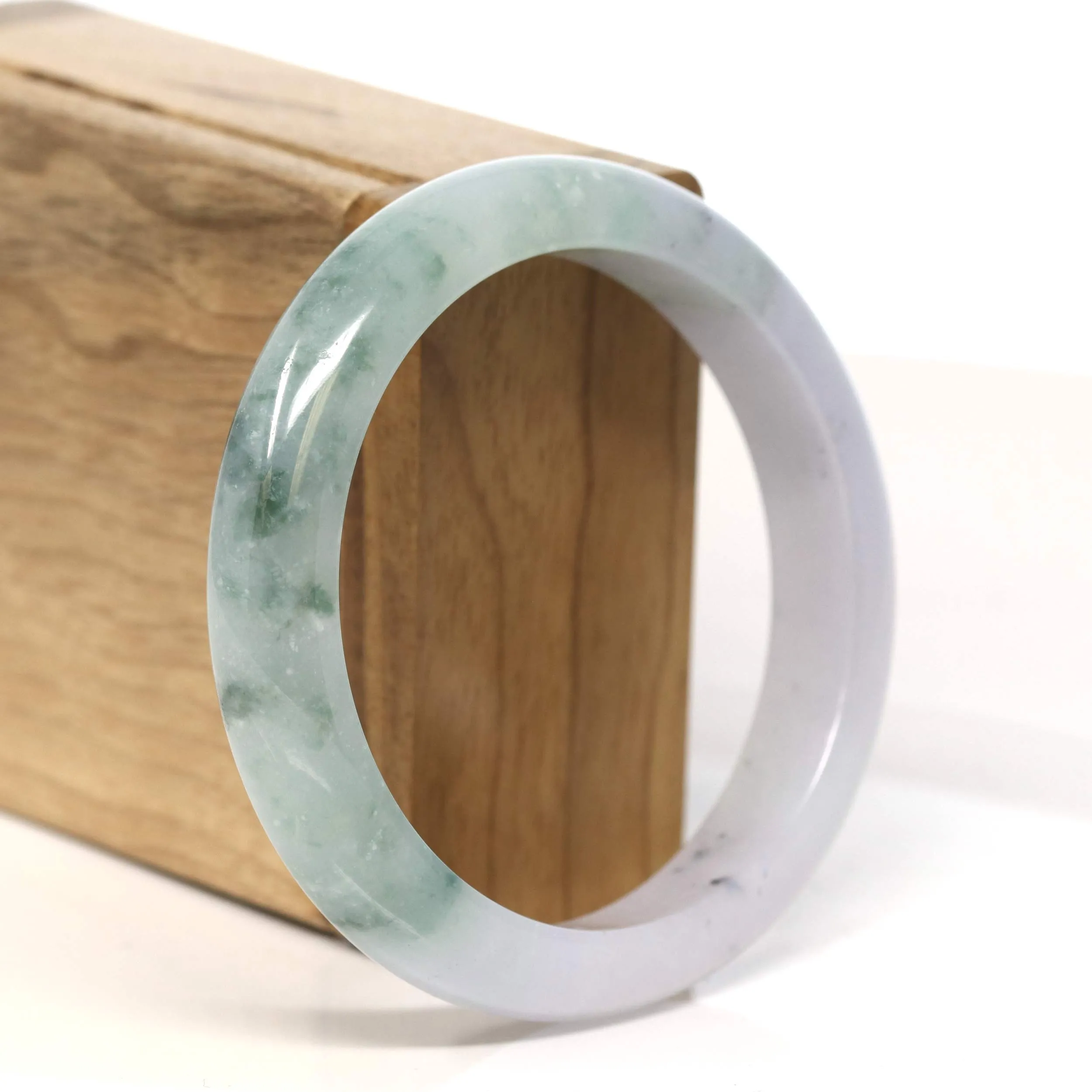 Baikalla "Half Round" Lavender Green Jadeite Jade Bangle Bracelet (57.9 mm) #T414
