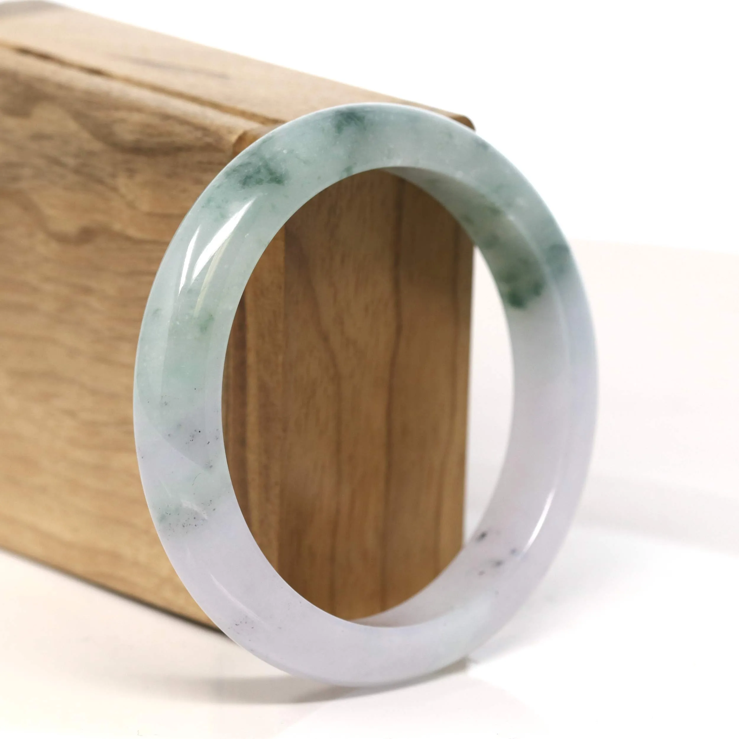 Baikalla "Half Round" Lavender Green Jadeite Jade Bangle Bracelet (57.9 mm) #T414
