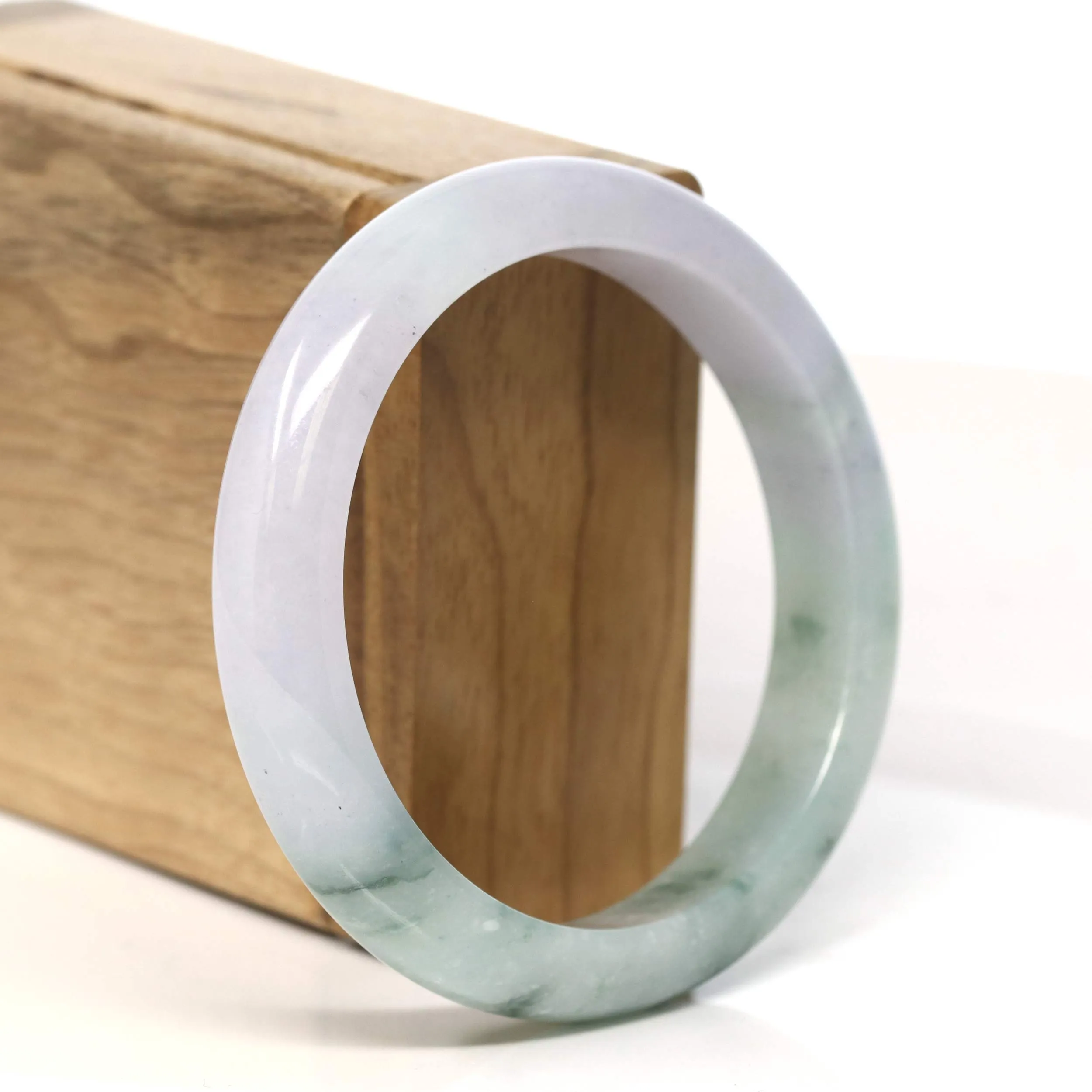 Baikalla "Half Round" Lavender Green Jadeite Jade Bangle Bracelet (57.9 mm) #T414