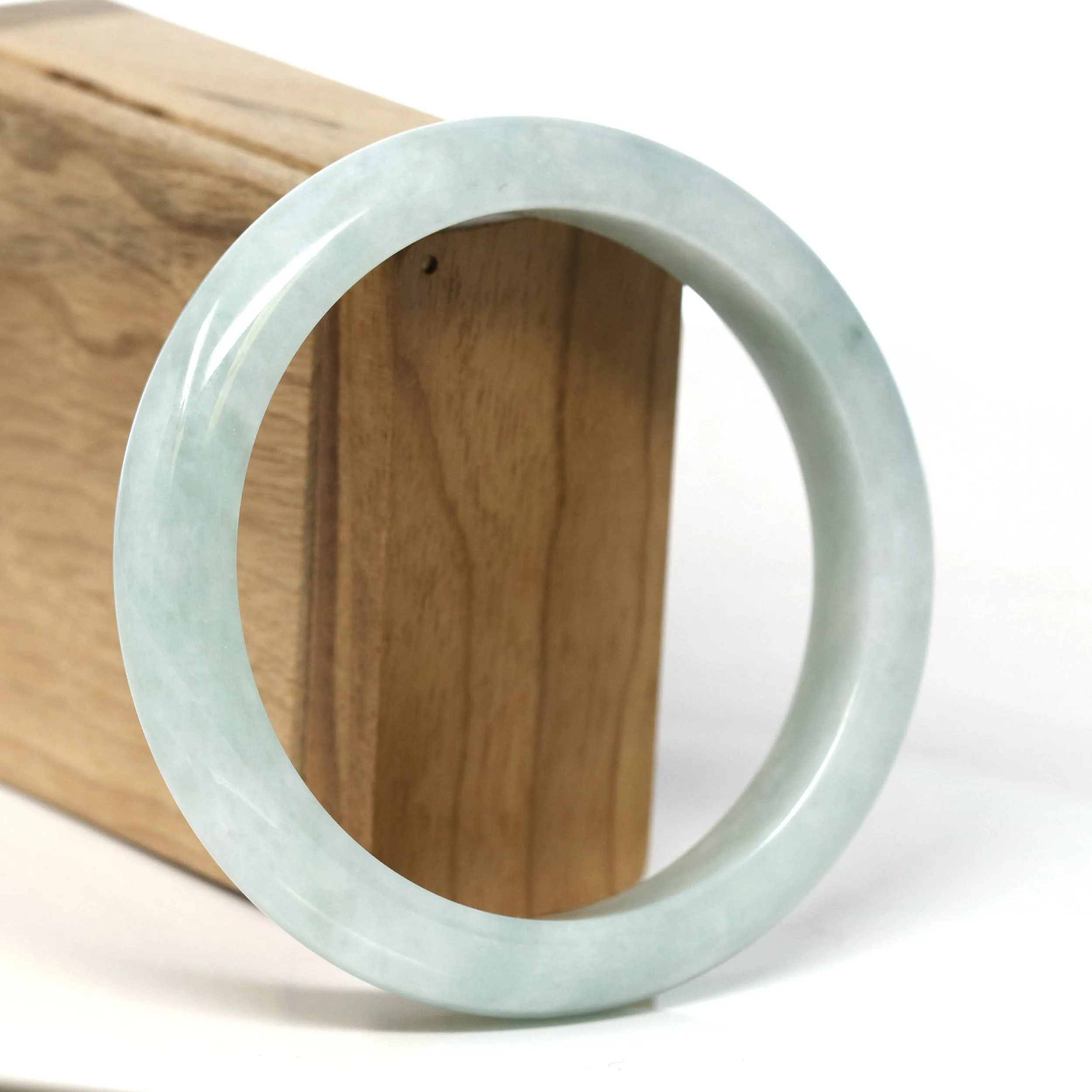 Baikalla "Half Round" Light Green Jadeite Jade Bangle Bracelet (62.28 mm) #T375