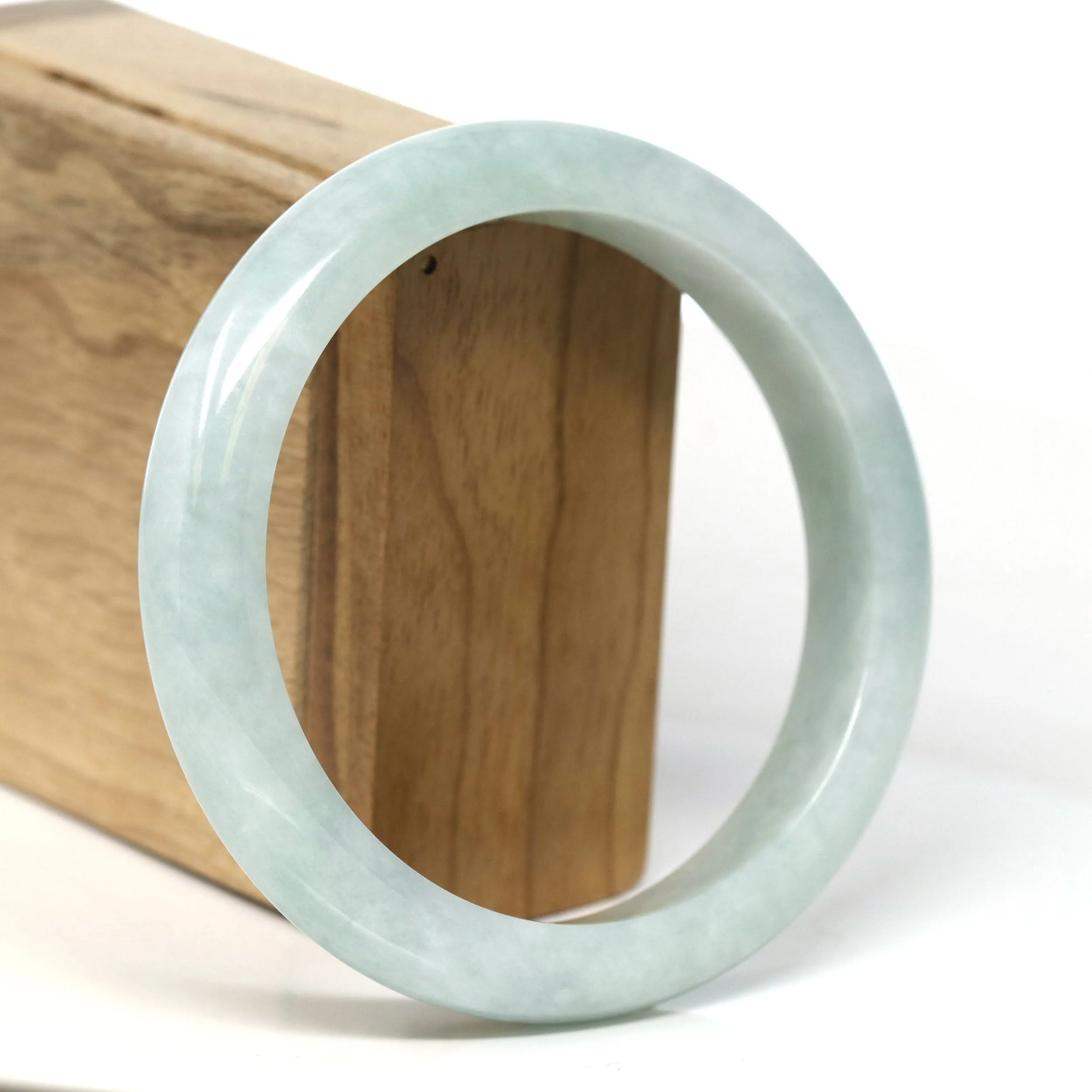 Baikalla "Half Round" Light Green Jadeite Jade Bangle Bracelet (62.28 mm) #T375