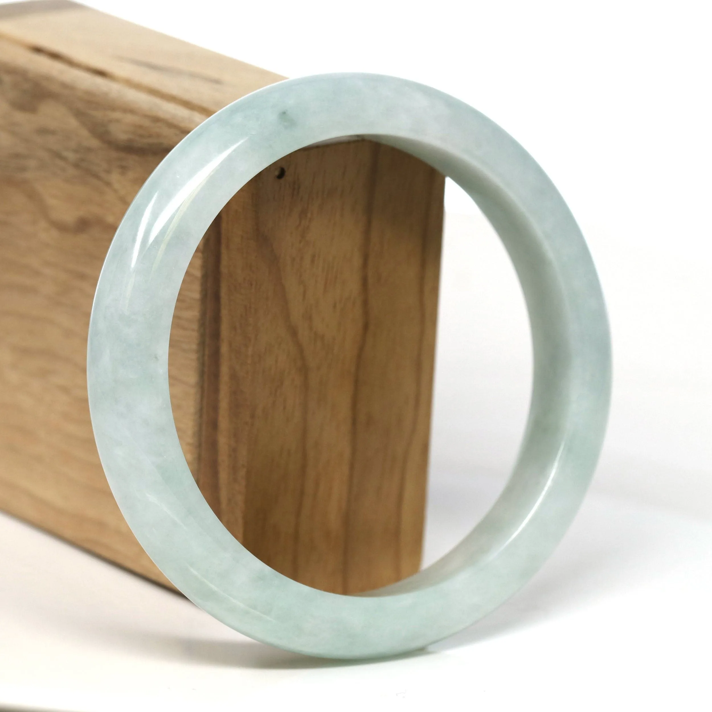 Baikalla "Half Round" Light Green Jadeite Jade Bangle Bracelet (62.28 mm) #T375