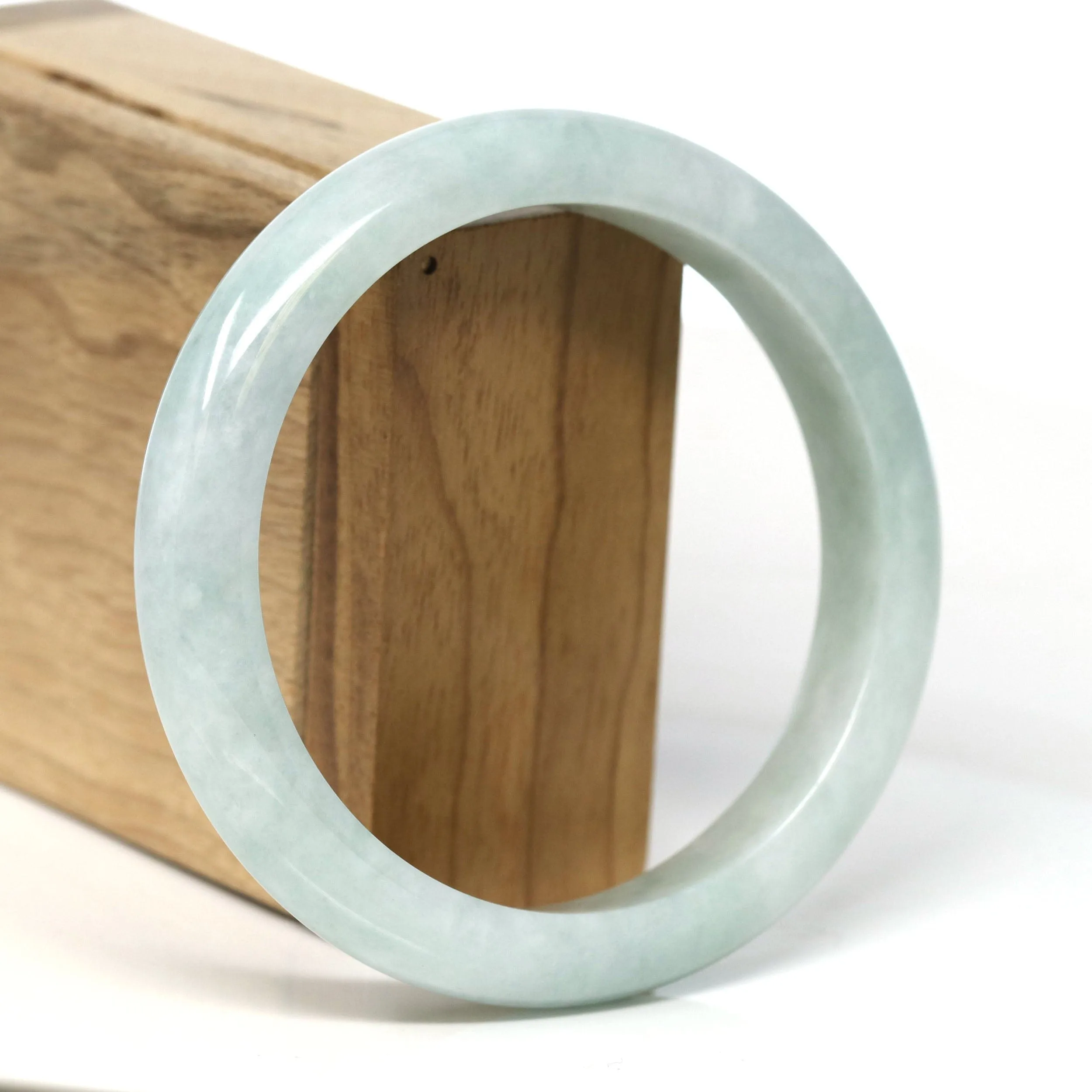 Baikalla "Half Round" Light Green Jadeite Jade Bangle Bracelet (62.28 mm) #T375