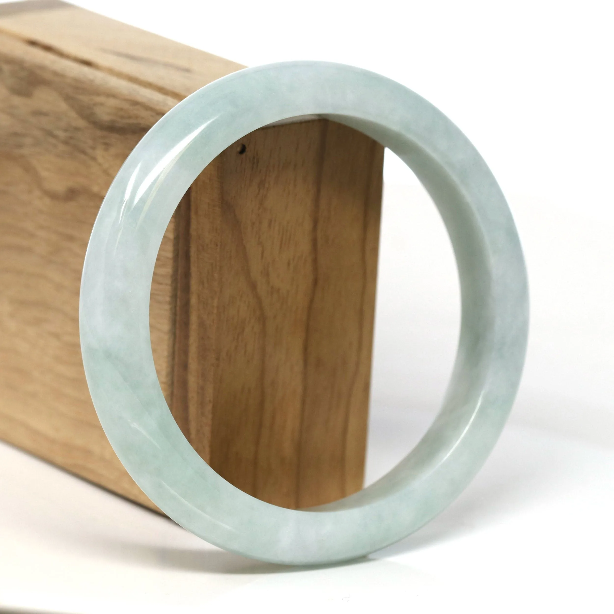 Baikalla "Half Round" Light Green Jadeite Jade Bangle Bracelet (62.28 mm) #T375
