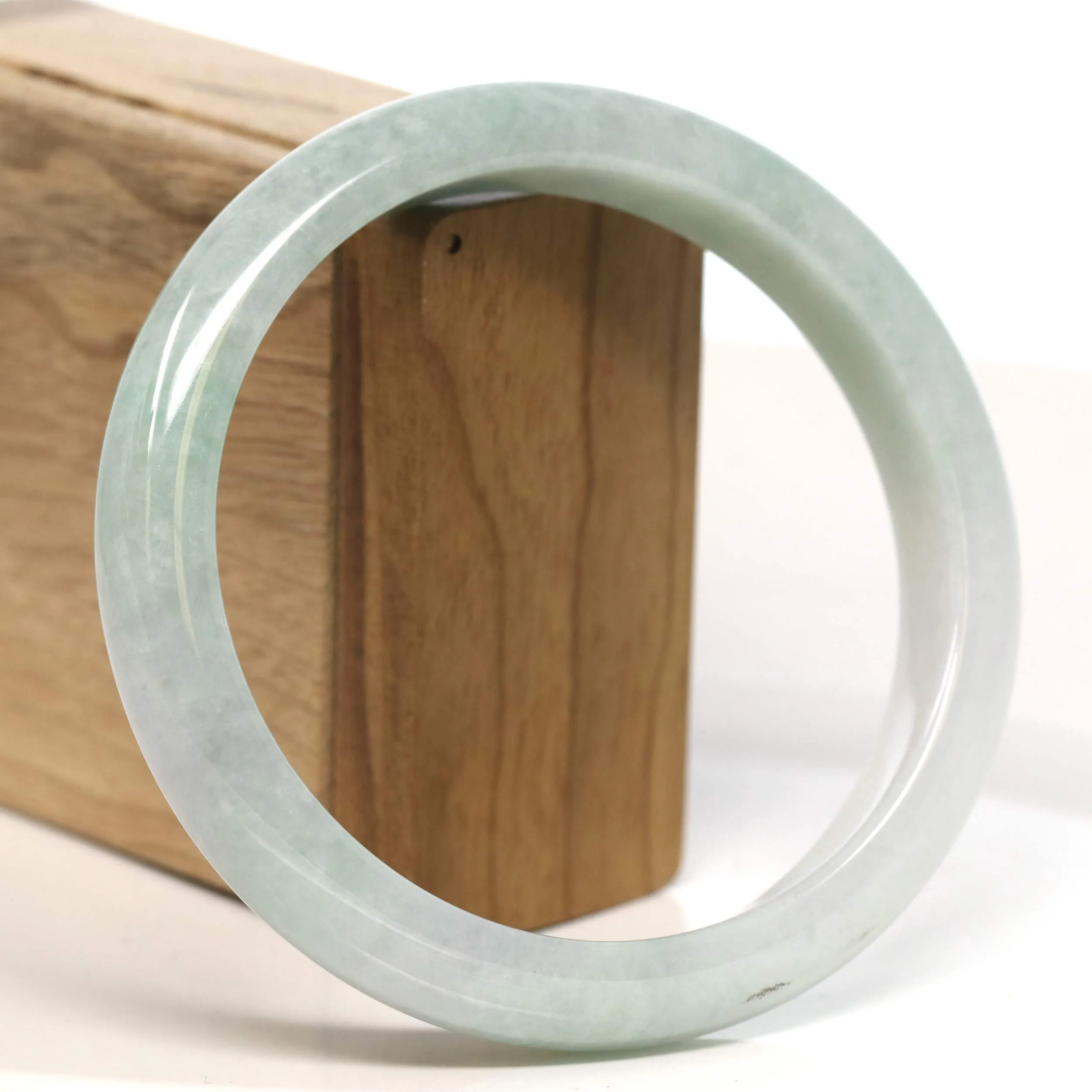 Baikalla "Half Round" Light Green Lavender Jadeite Jade Bangle Bracelet (66.3 mm) #T446