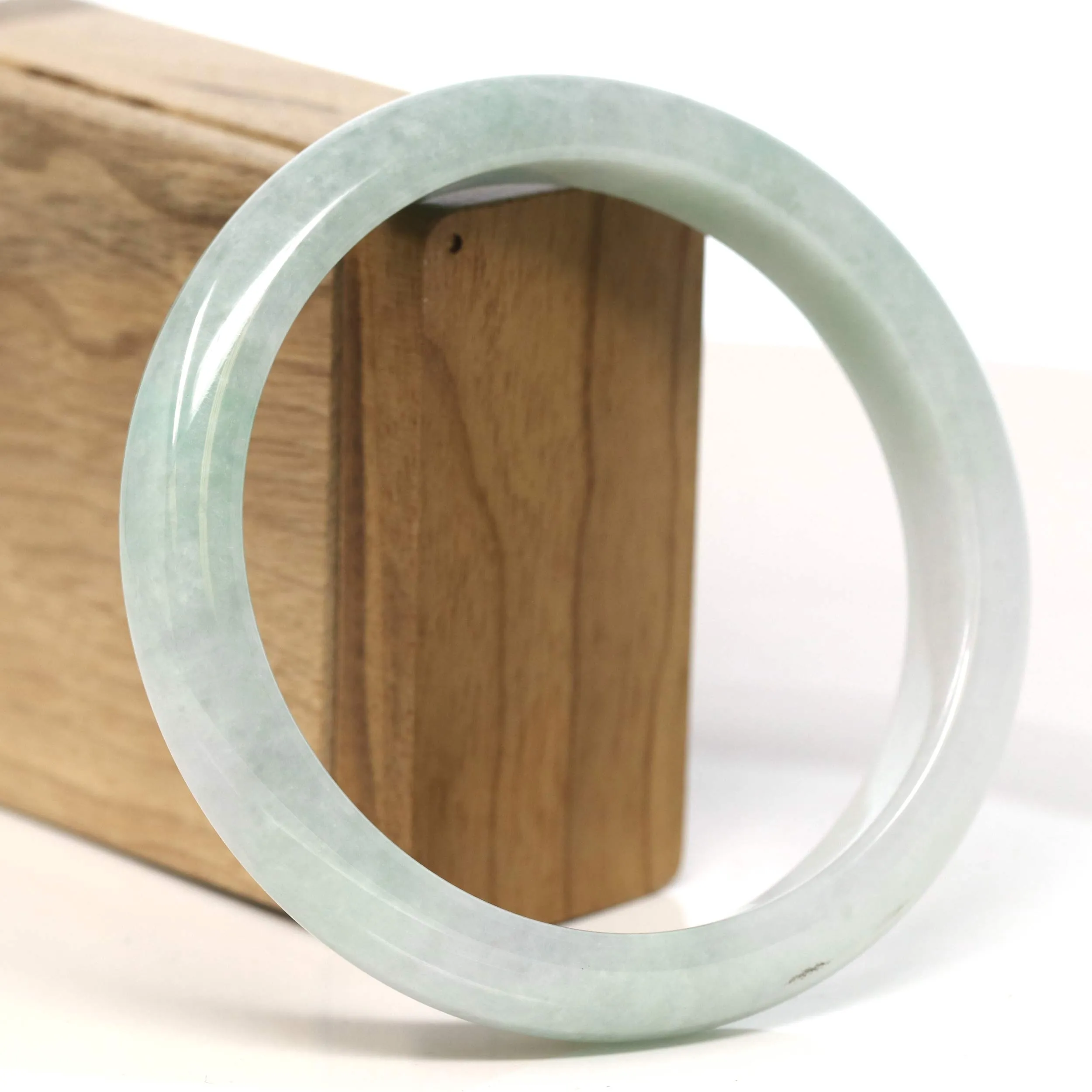 Baikalla "Half Round" Light Green Lavender Jadeite Jade Bangle Bracelet (66.3 mm) #T446