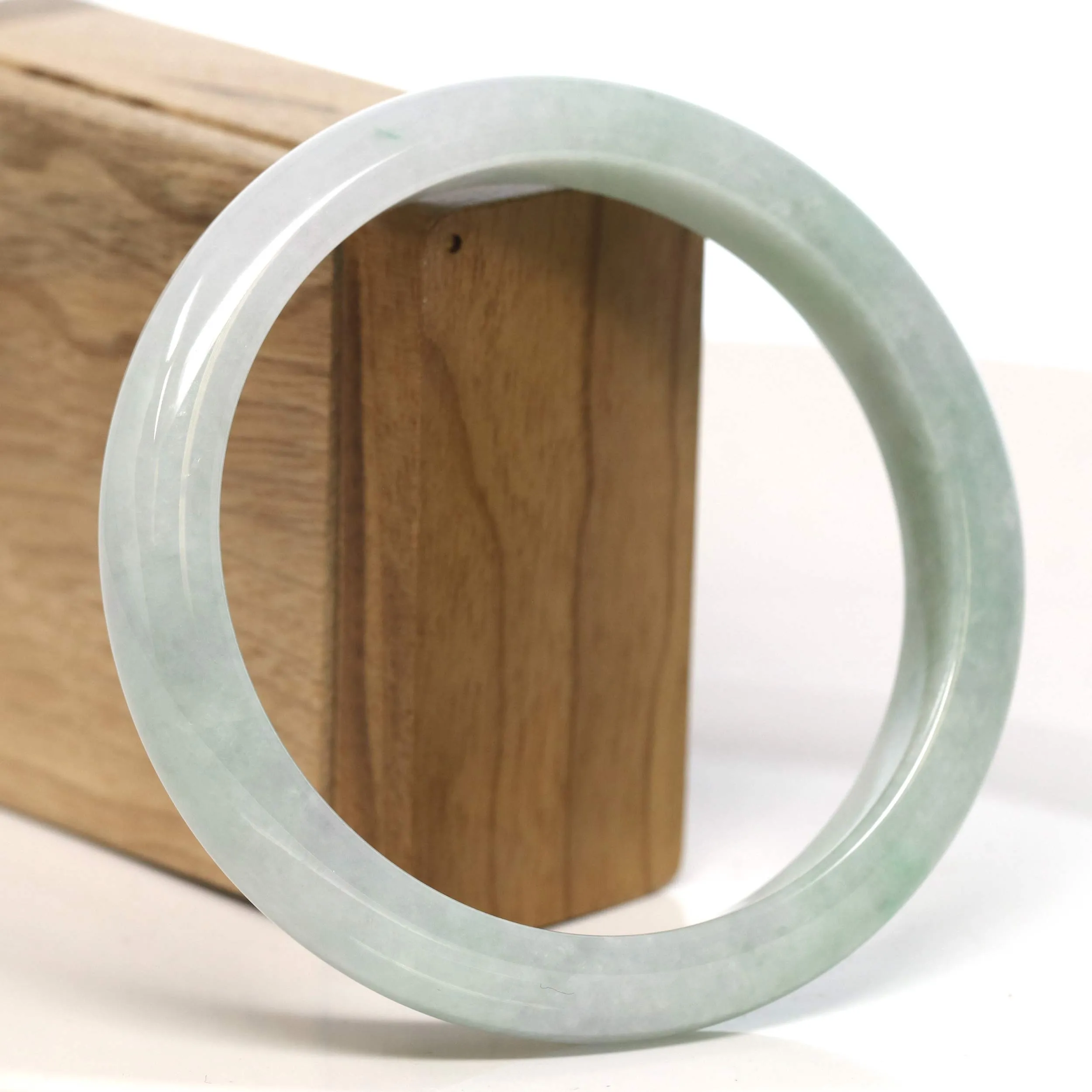 Baikalla "Half Round" Light Green Lavender Jadeite Jade Bangle Bracelet (66.3 mm) #T446