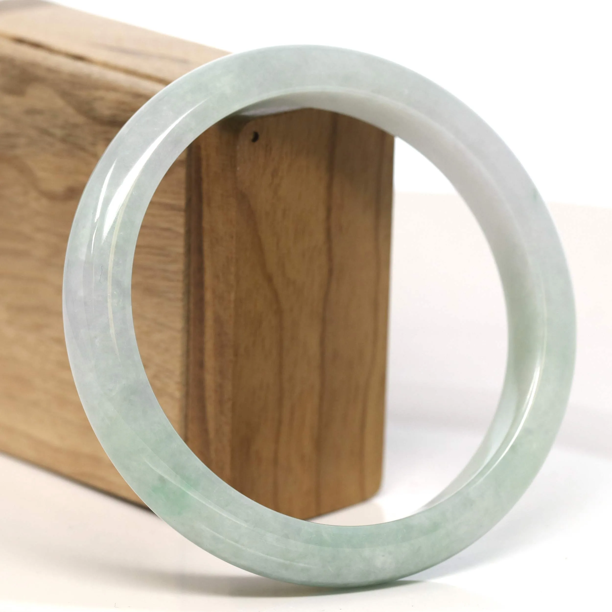 Baikalla "Half Round" Light Green Lavender Jadeite Jade Bangle Bracelet (66.3 mm) #T446