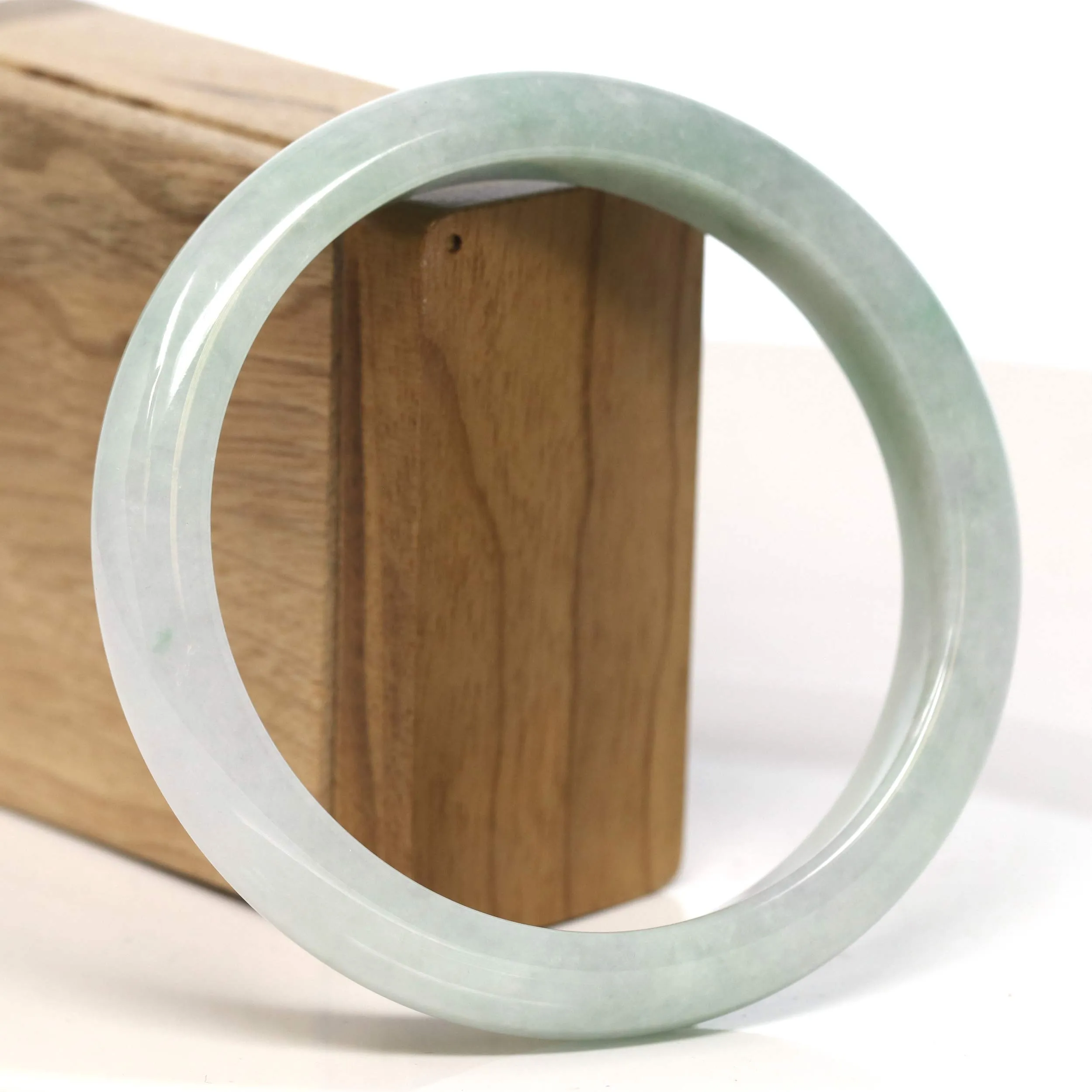 Baikalla "Half Round" Light Green Lavender Jadeite Jade Bangle Bracelet (66.3 mm) #T446