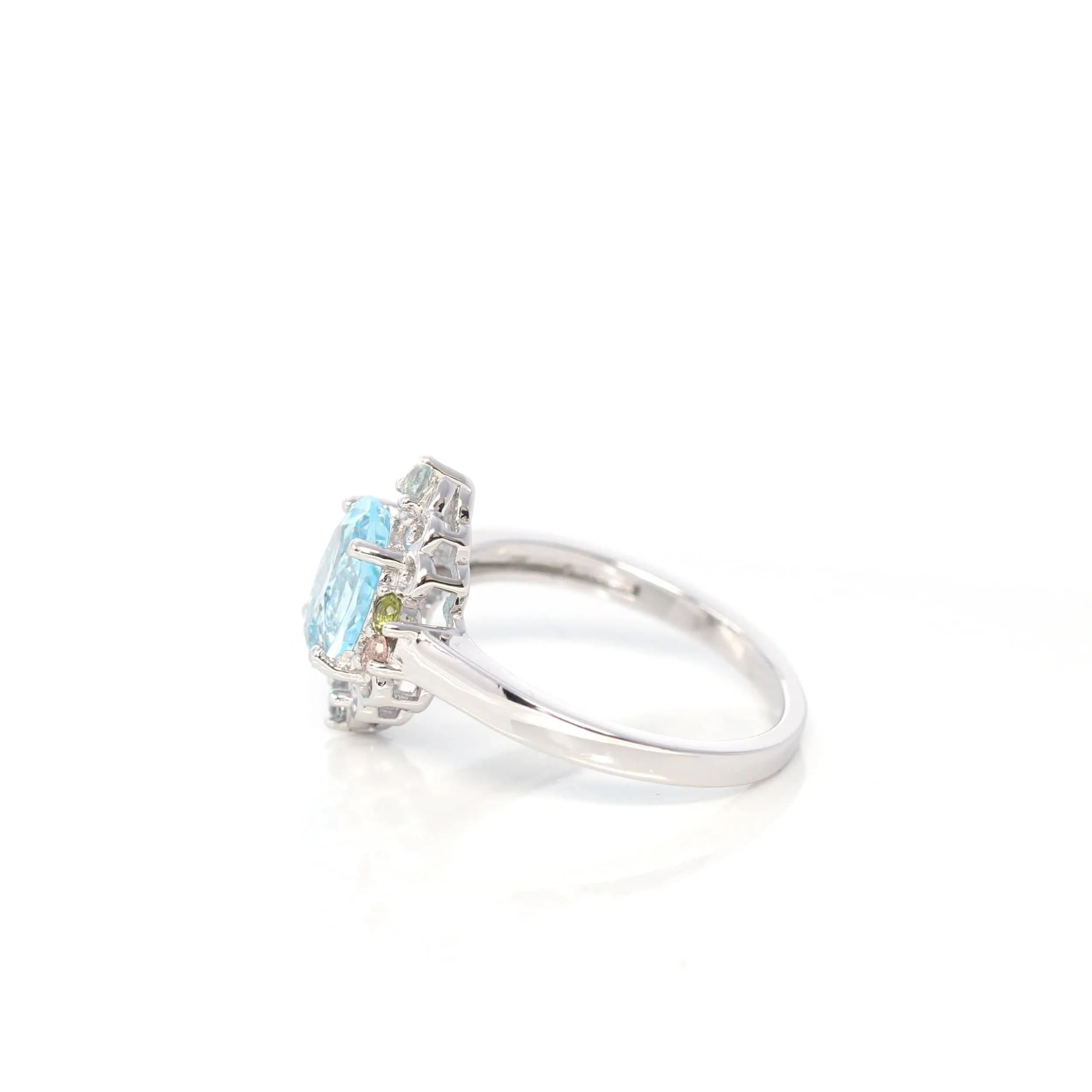 Baikalla™ Sterling Silver Sky Blue Topaz Ring With Tourmaline