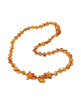 Balti amber necklace moon & stars pendant