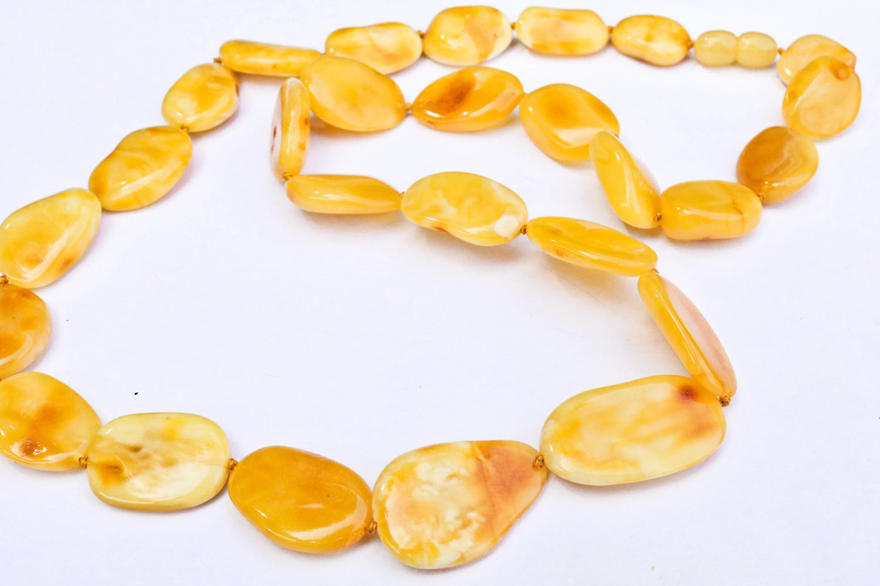 Baltic Amber Necklace Butterscotch  Beaded Natural Untreated Jewelry Unisex 23.5" 27.8 gram