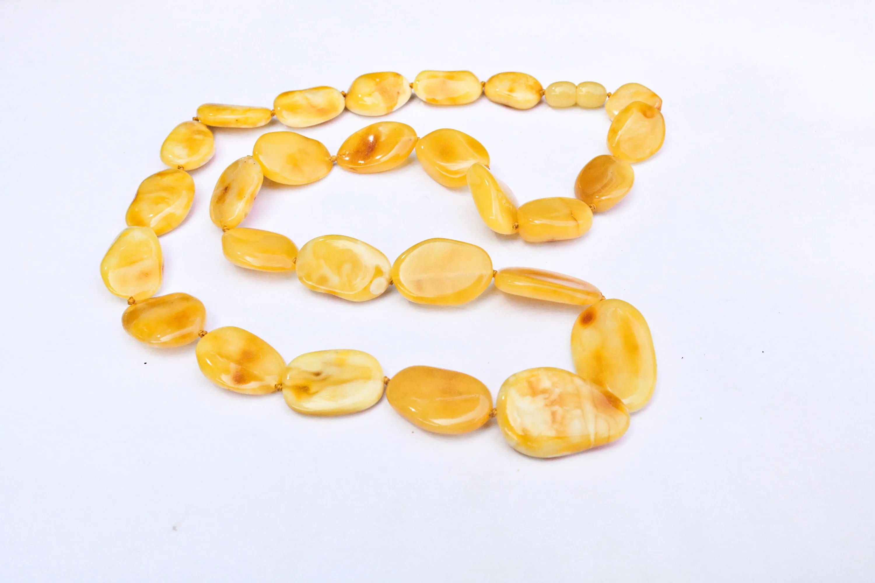 Baltic Amber Necklace Butterscotch  Beaded Natural Untreated Jewelry Unisex 23.5" 27.8 gram