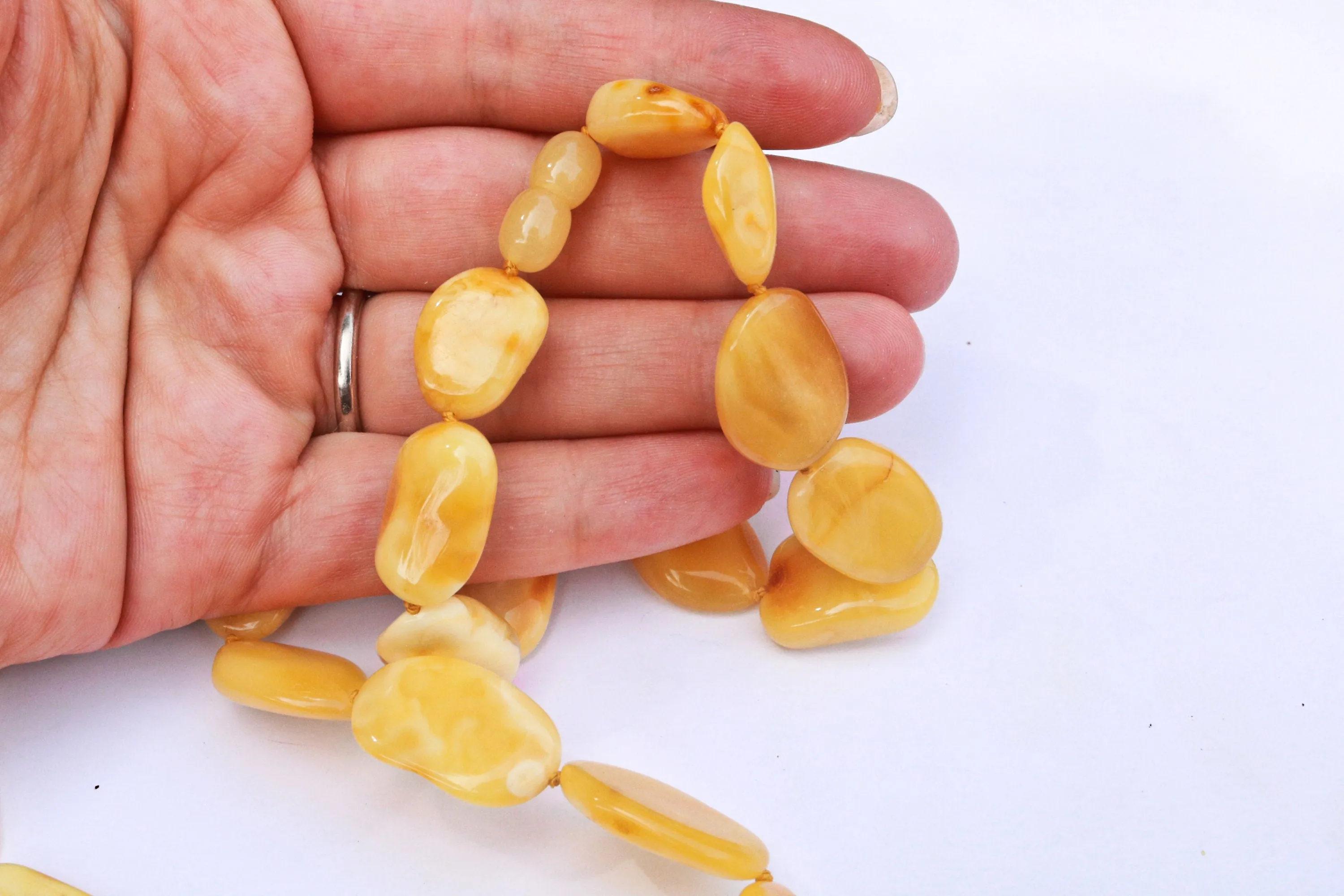 Baltic Amber Necklace Butterscotch  Beaded Natural Untreated Jewelry Unisex 23.5" 27.8 gram
