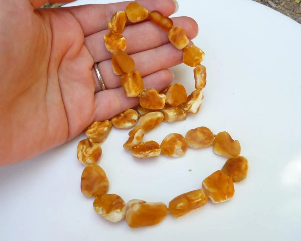 Baltic Amber Necklace Butterscotch Raw Unpolished Natural Untreated Chunky Unisex 19.9″ 27.3 gram