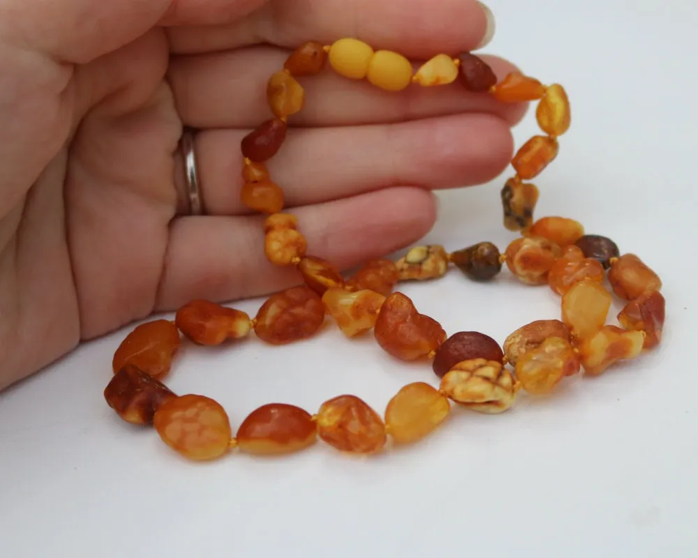 Baltic Amber Necklace Nodules Drops Natural Untreated Caramel Jewelry 18" 13.8 gram