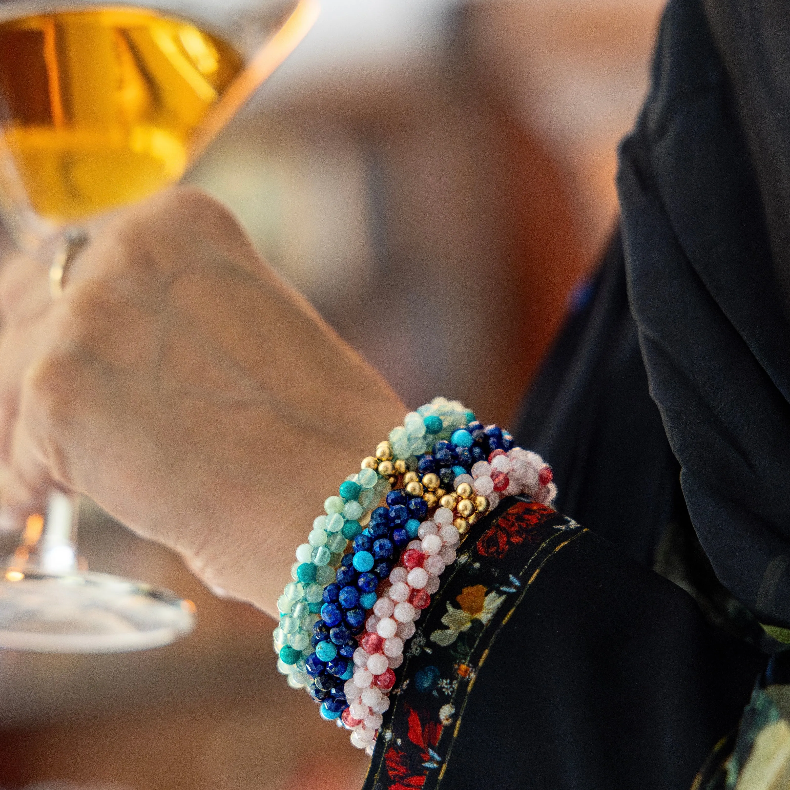 Beaded Gemstone Bracelets: Turquoise Polka Dots