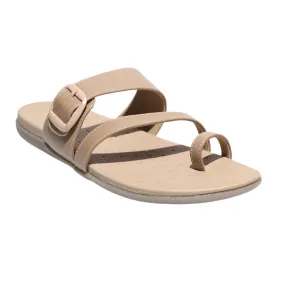 Beige Toe-Ring Slides