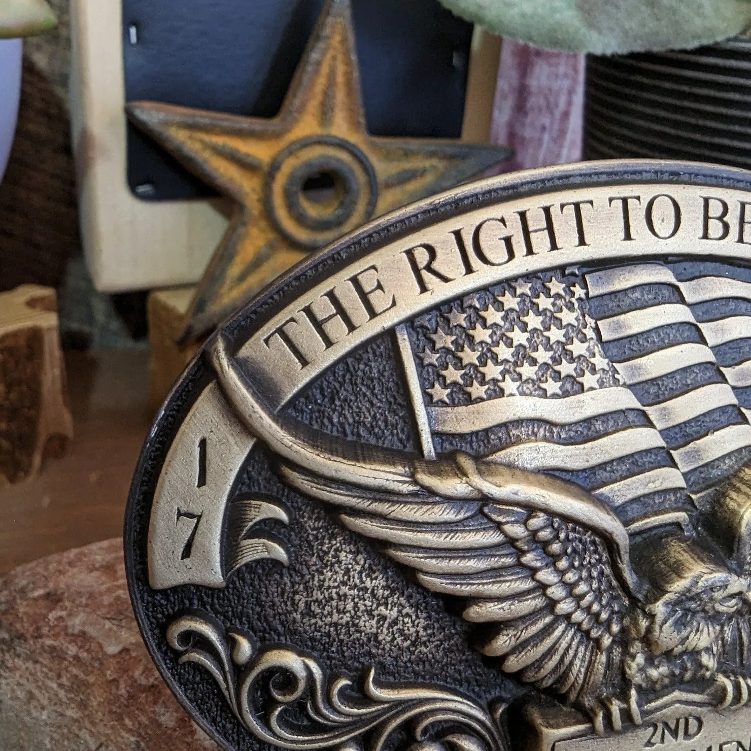 Belt Buckle the "Soaring Eagle Arms" by Attitude Buckles A877