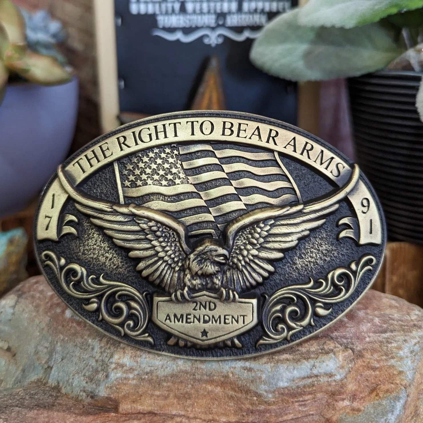 Belt Buckle the "Soaring Eagle Arms" by Attitude Buckles A877