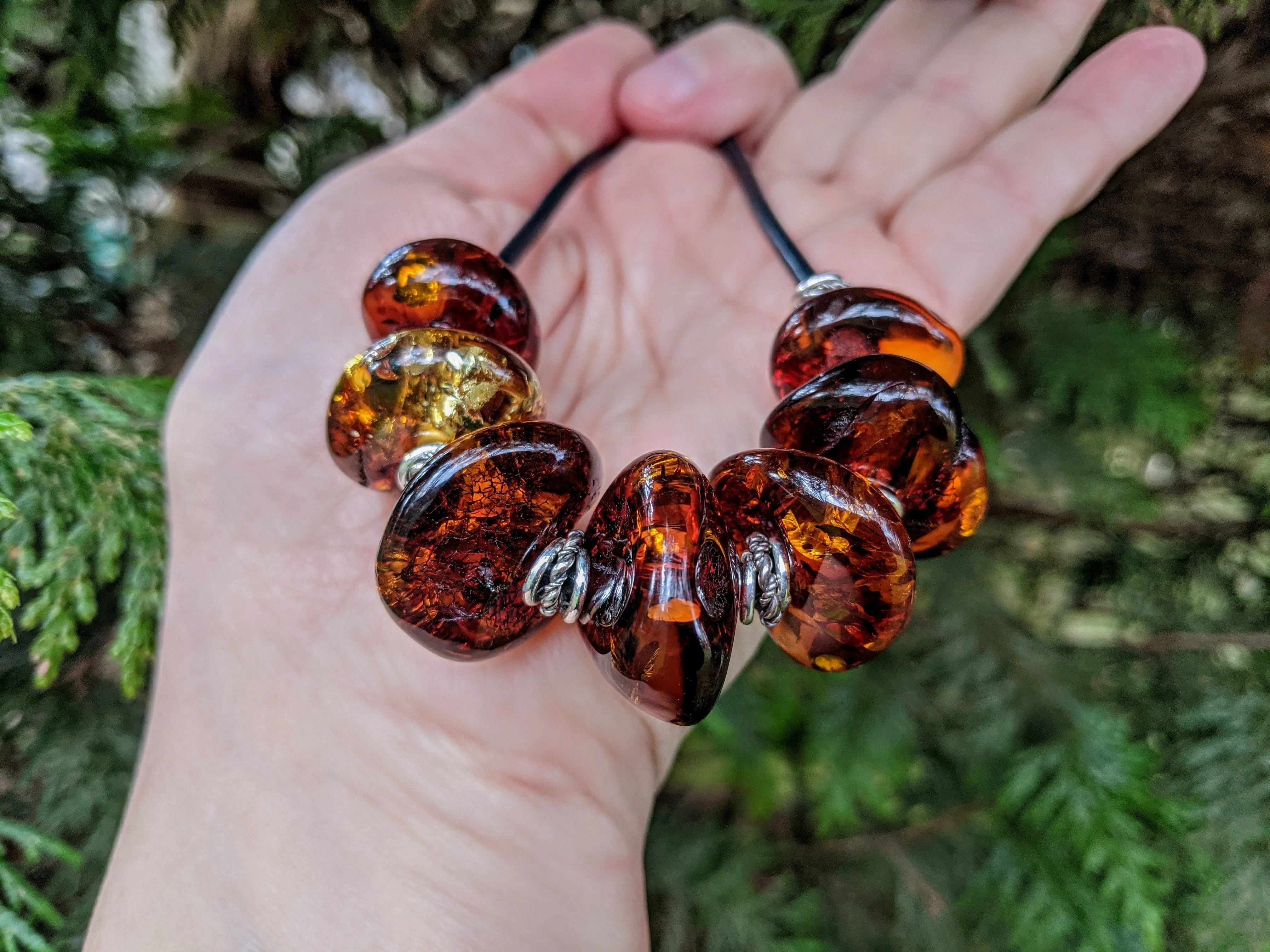 Big Pieces Baltic Amber Leather Necklace