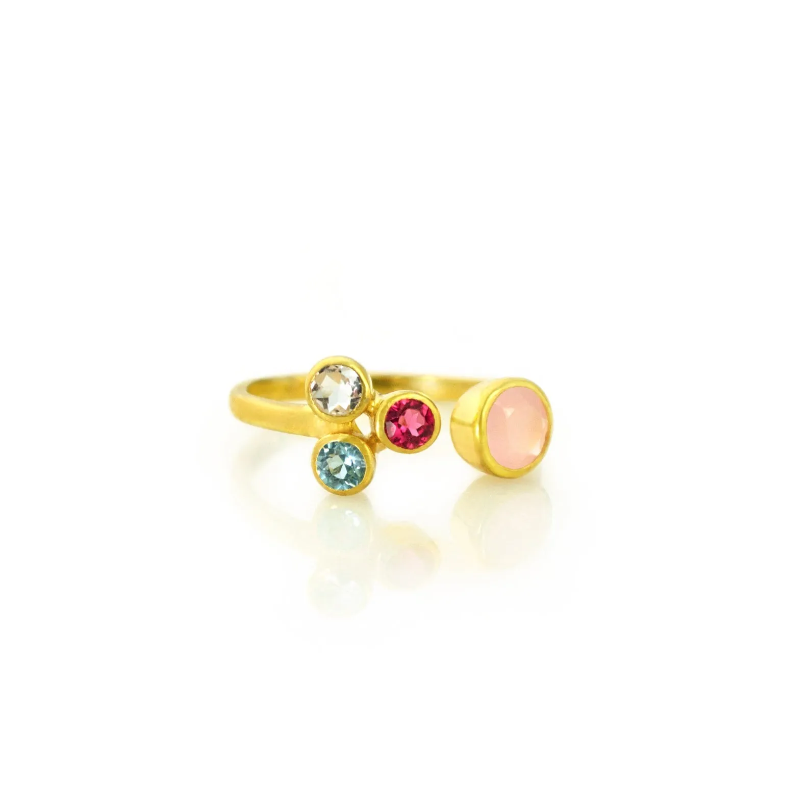 Birthstone Cluster Adjustable Ring - Mom of Three Kids