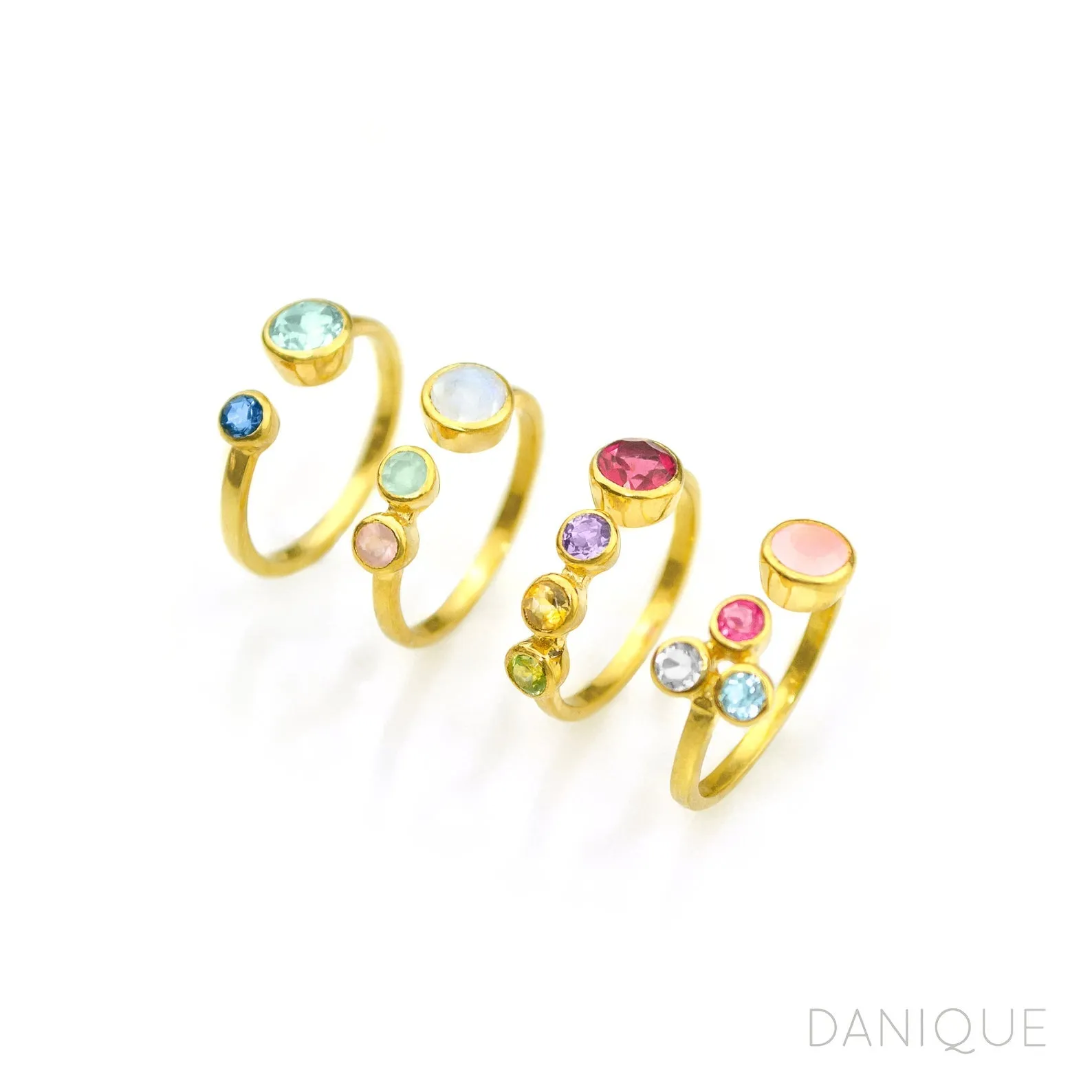 Birthstone Cluster Adjustable Ring - Mom of Three Kids