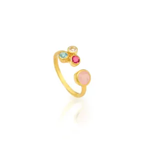 Birthstone Cluster Adjustable Ring - Mom of Three Kids